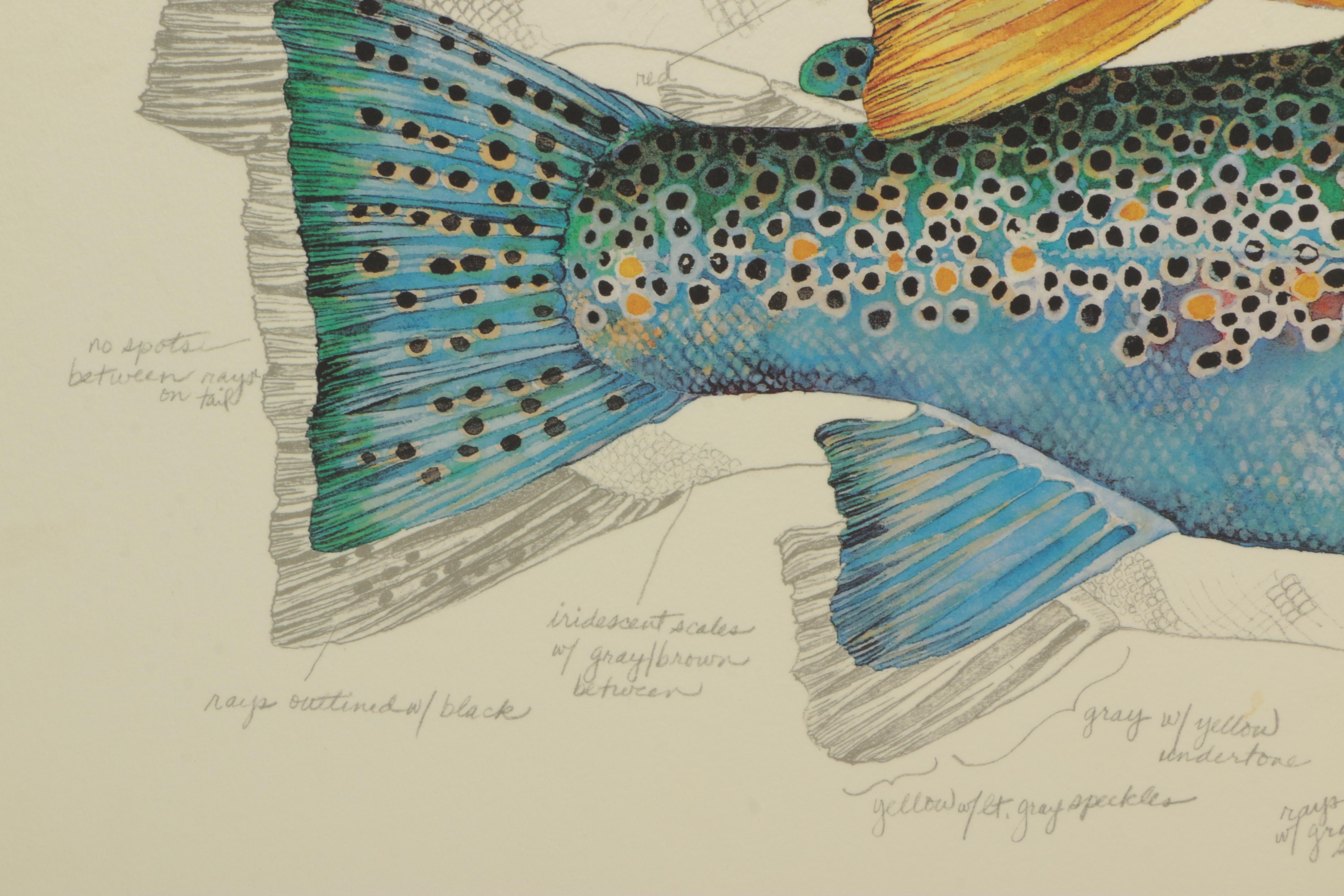 Offset Lithograph on Board After Eileen Klatt "Three Brown Trout"