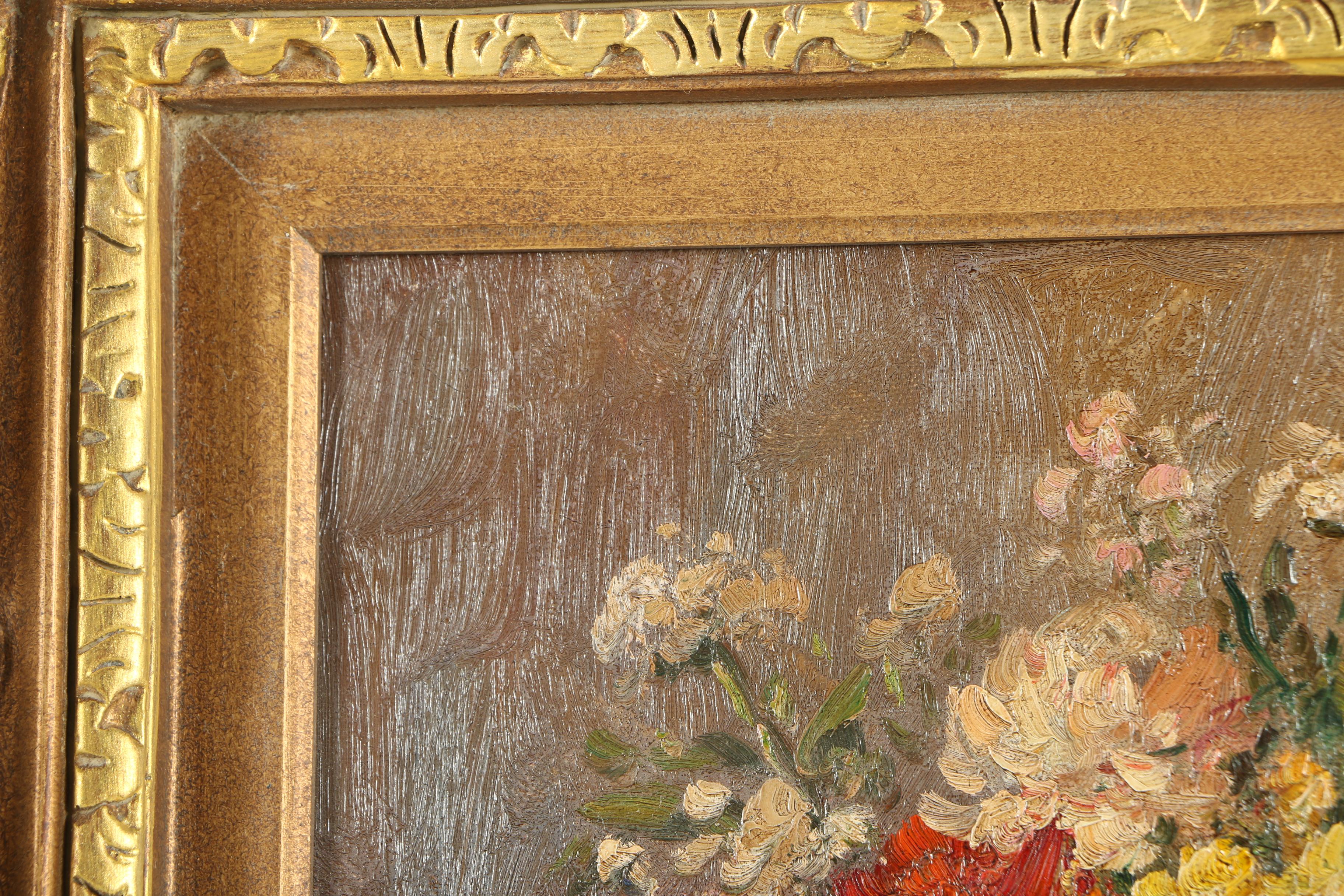 Jane Impasto Oil Painting on Canvas of Still Life with Flowers