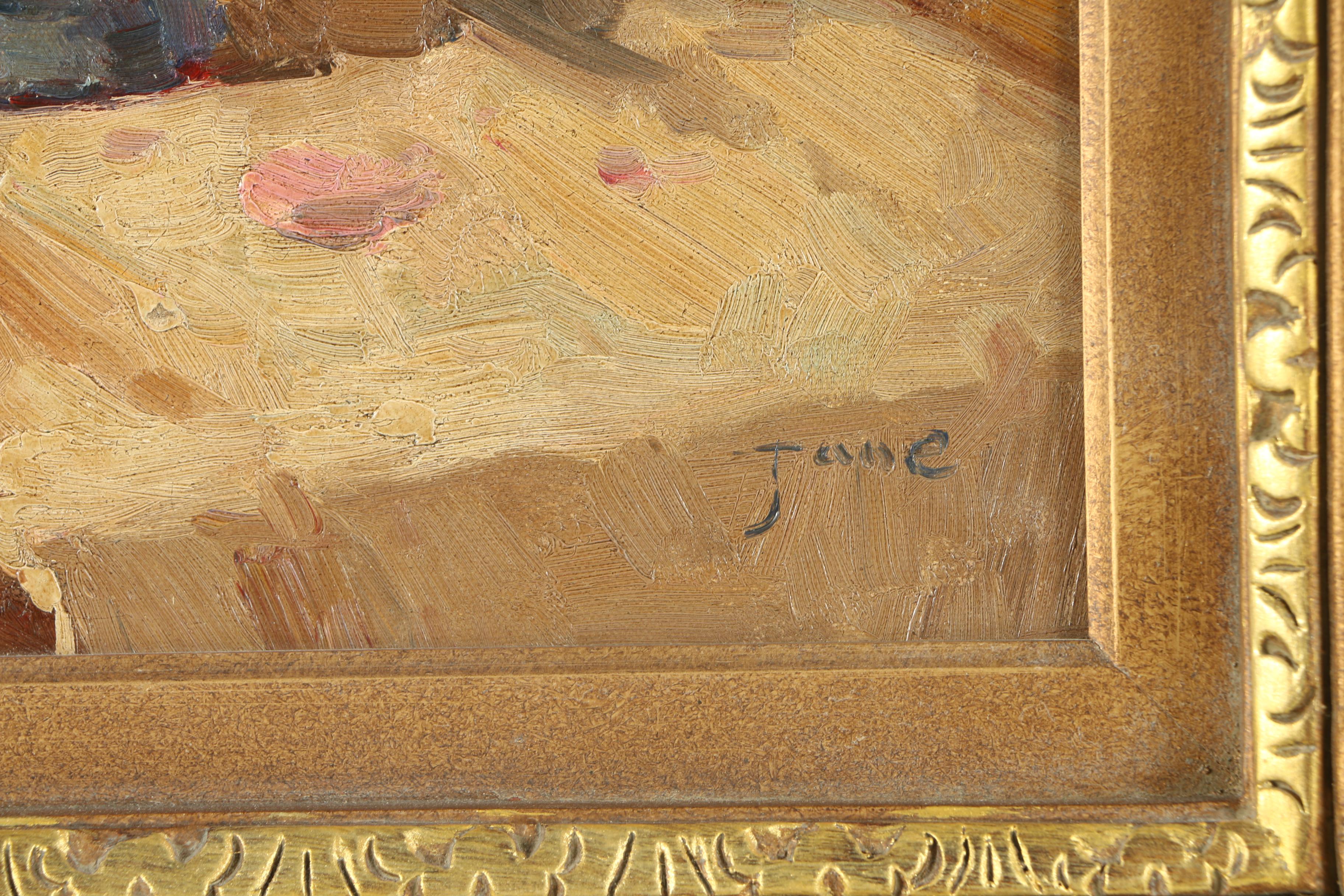 Jane Impasto Oil Painting on Canvas of Still Life with Flowers