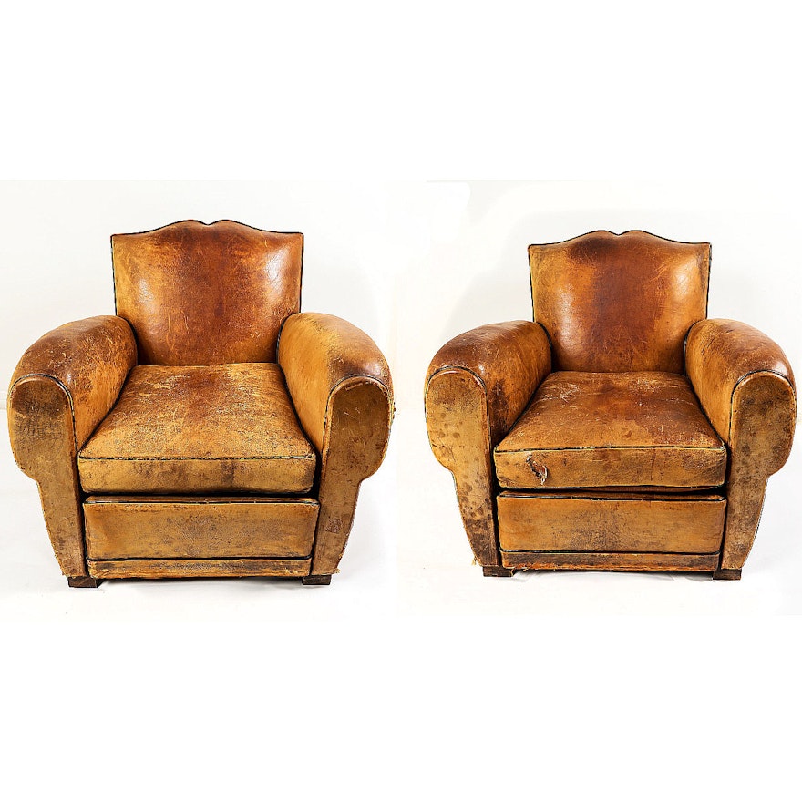 Pair of Antique British Leather Armchairs
