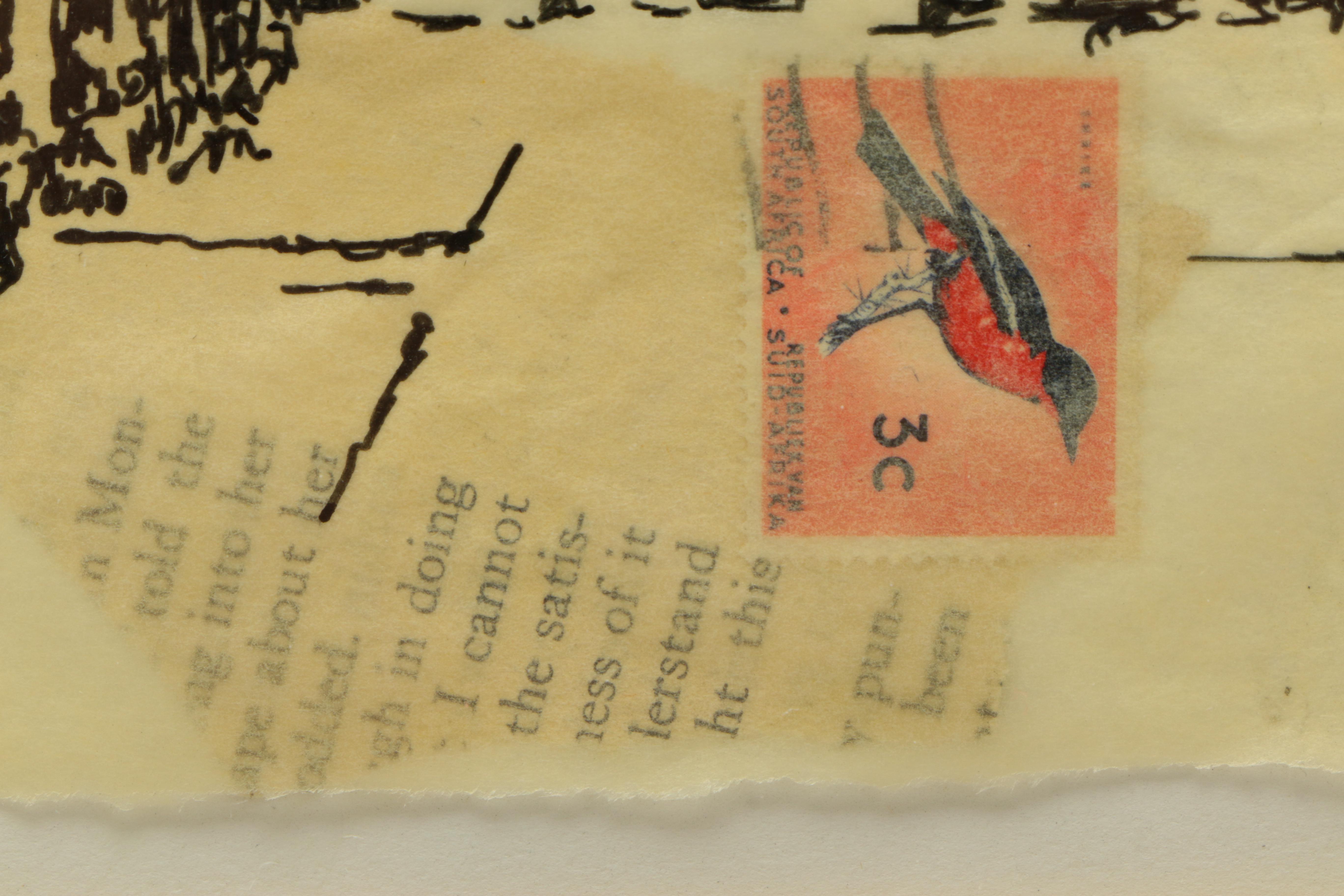 Joseph Guay Collage with Drawing of the Abbey of Saint-Étienne