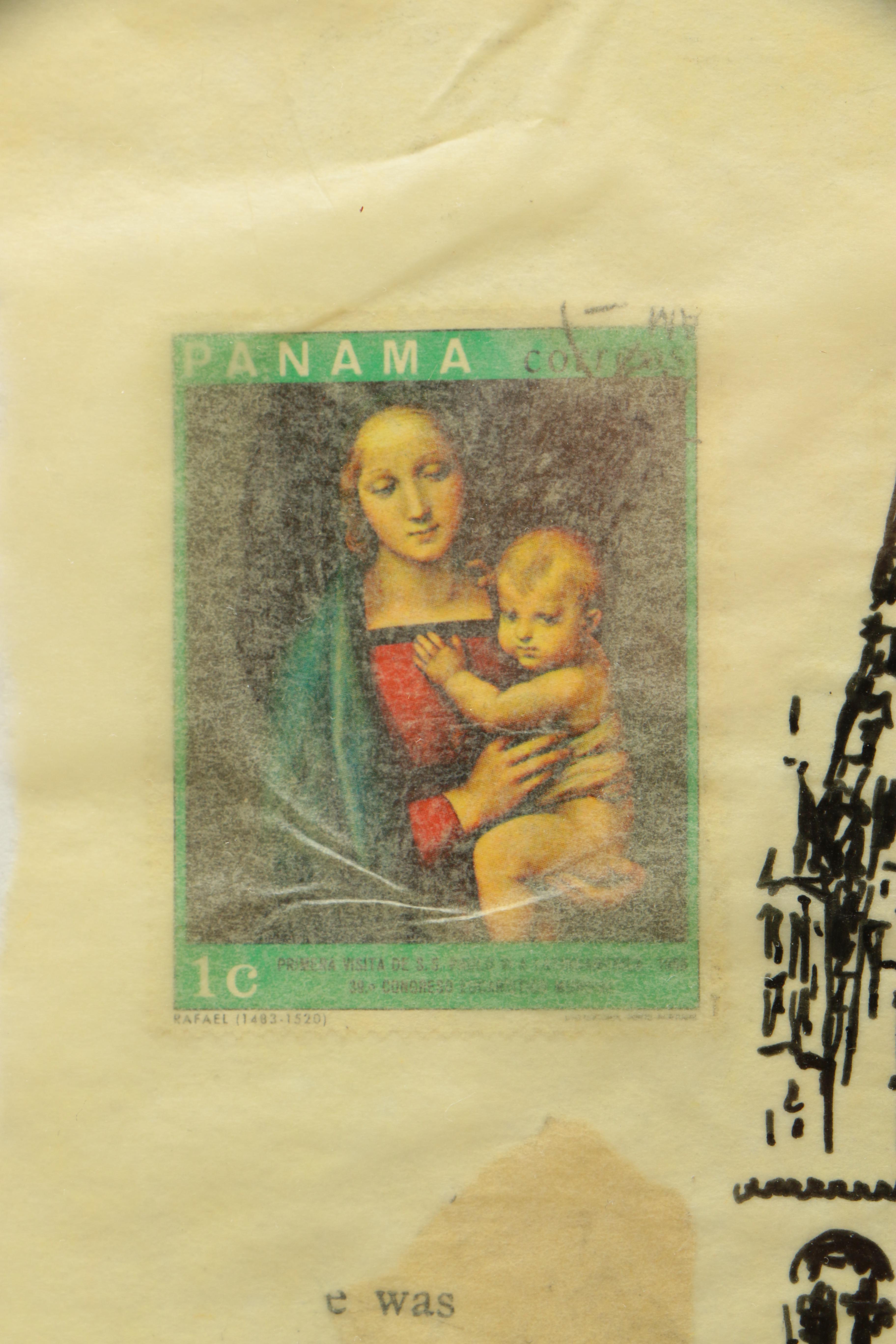 Joseph Guay Collage with Drawing of the Abbey of Saint-Étienne