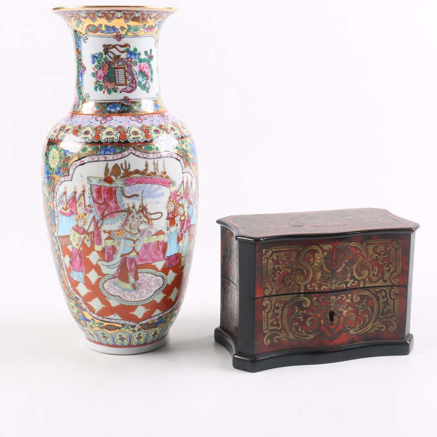 Chinese Porcelain Vase And Perfume Box