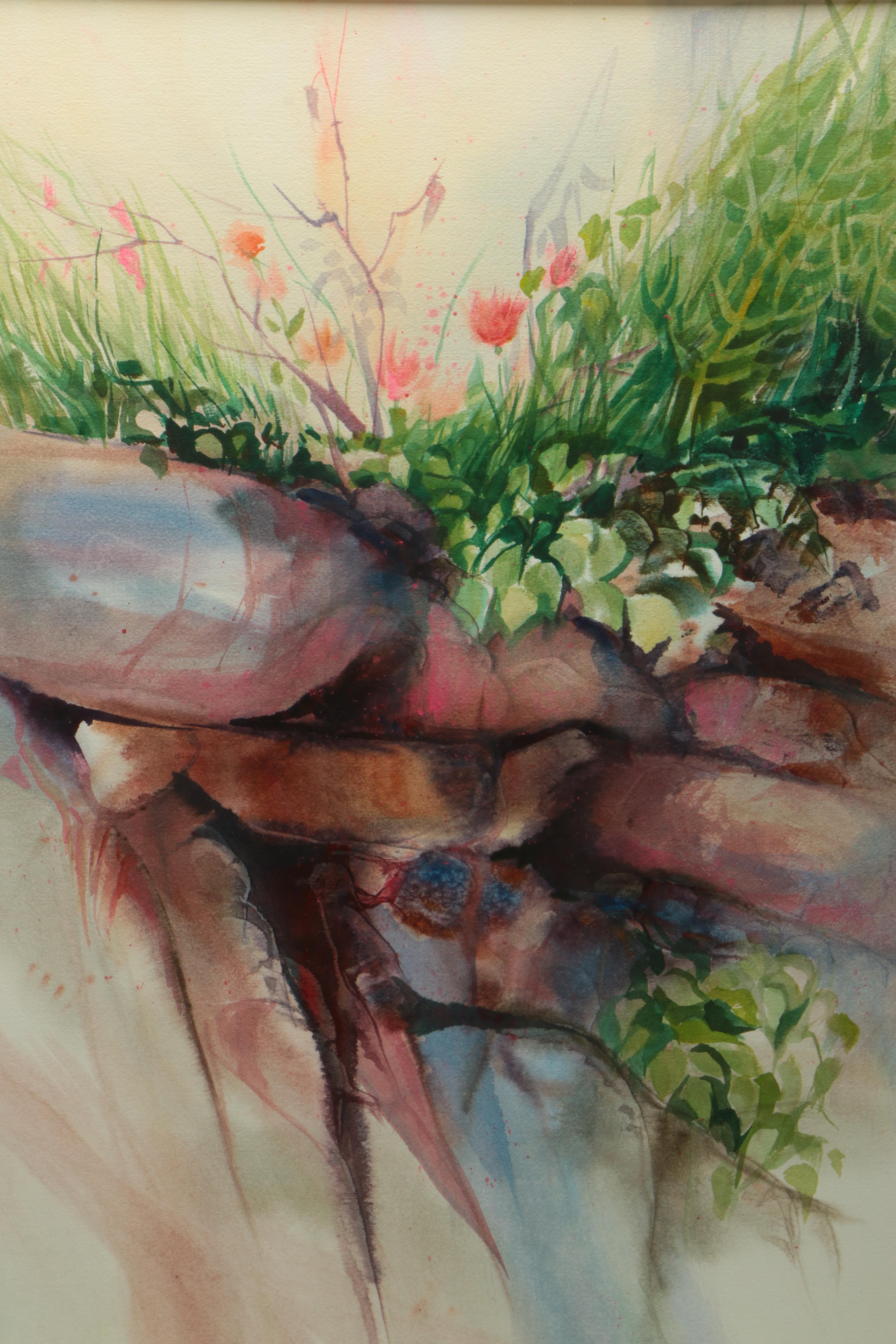 Marilyn Feighner Watercolor Painting of Garden Scene