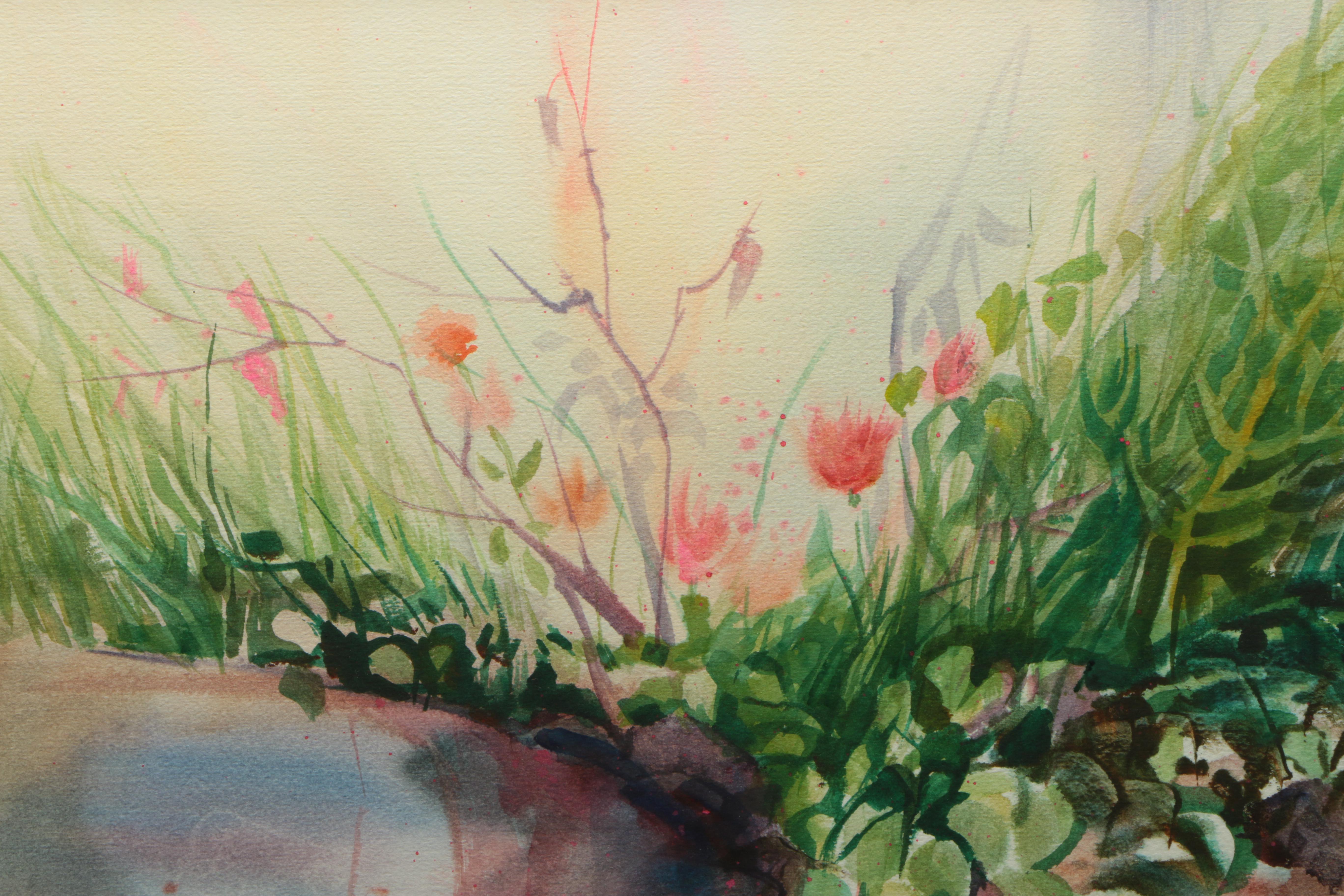 Marilyn Feighner Watercolor Painting of Garden Scene