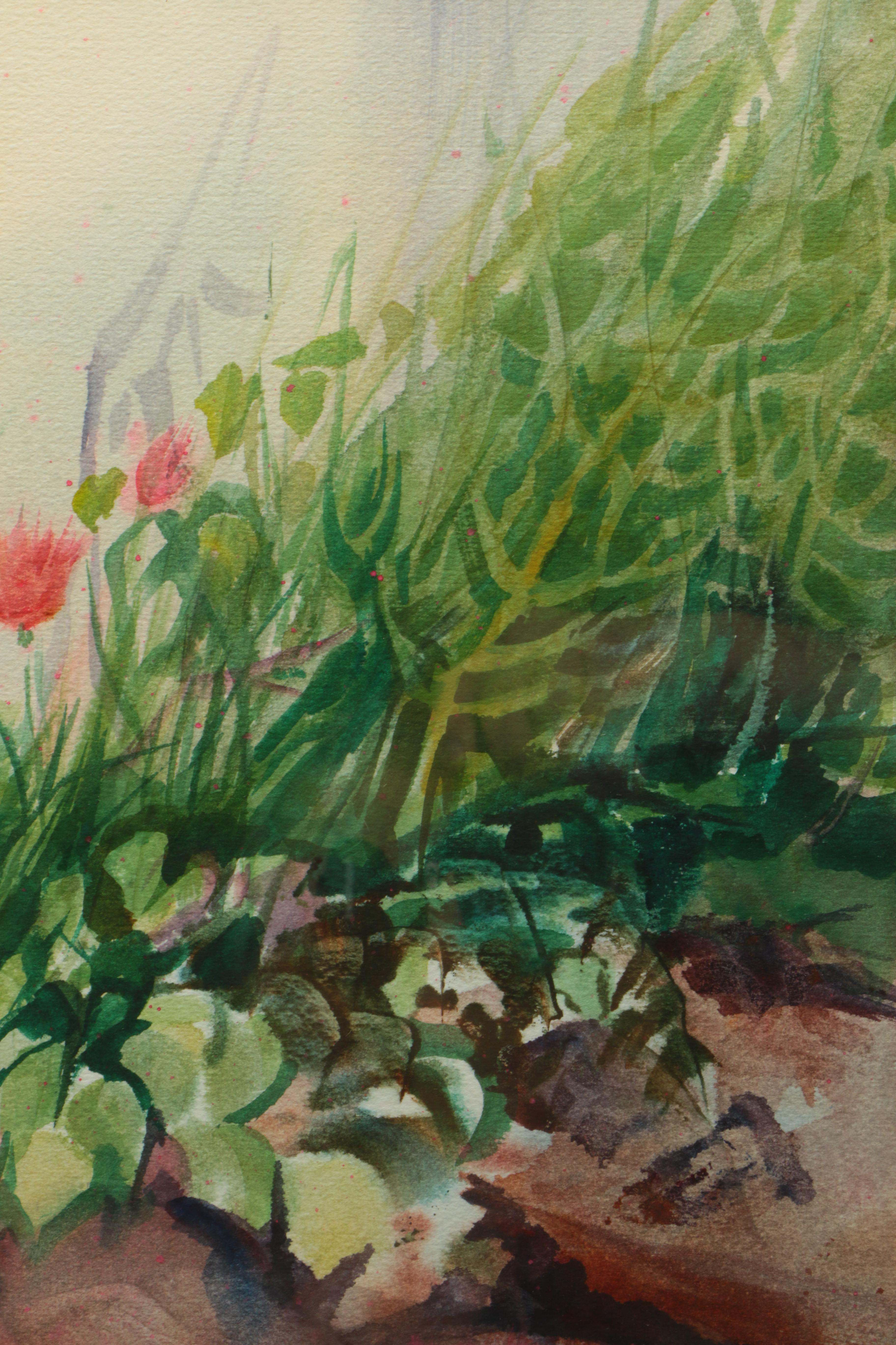 Marilyn Feighner Watercolor Painting of Garden Scene