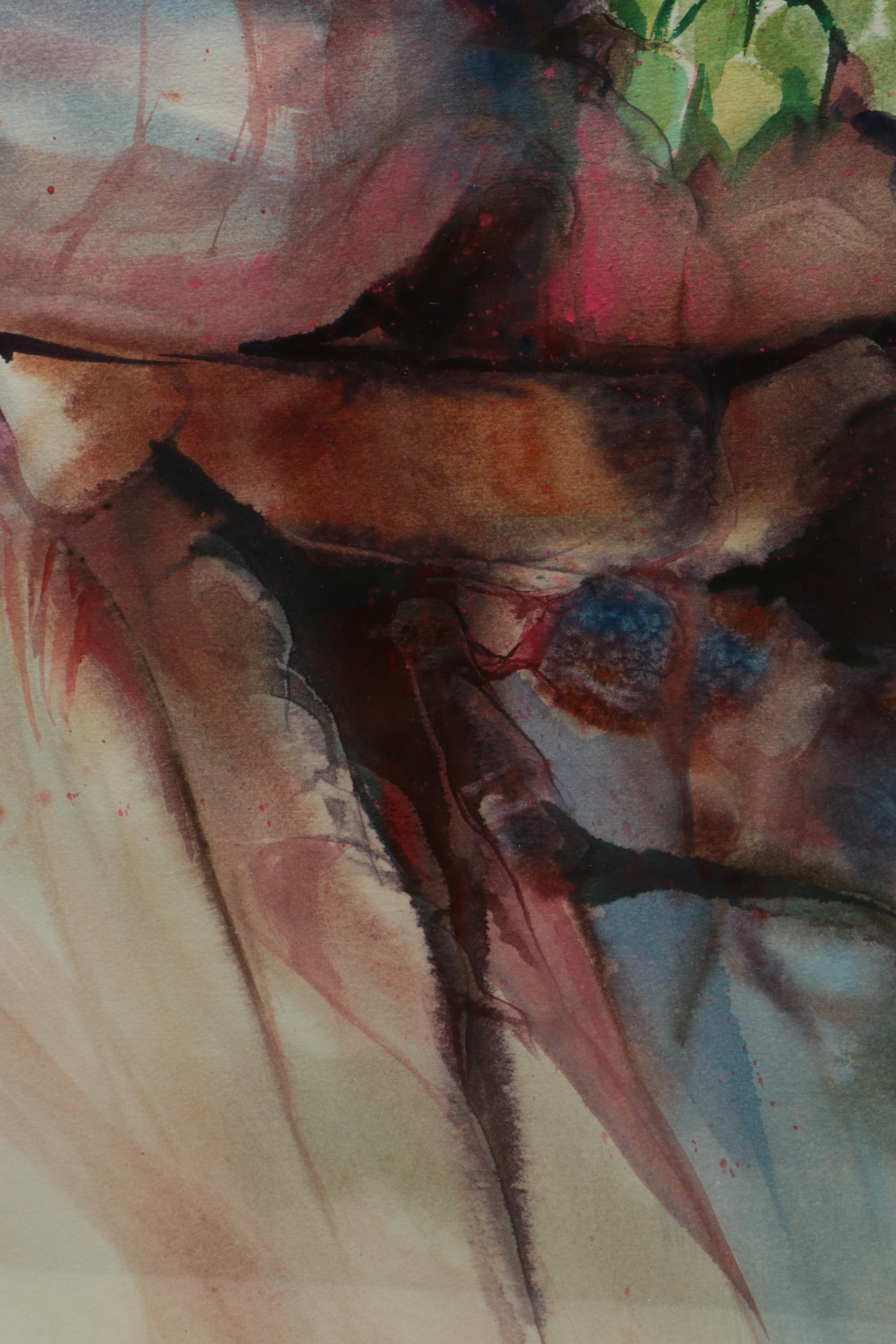 Marilyn Feighner Watercolor Painting of Garden Scene