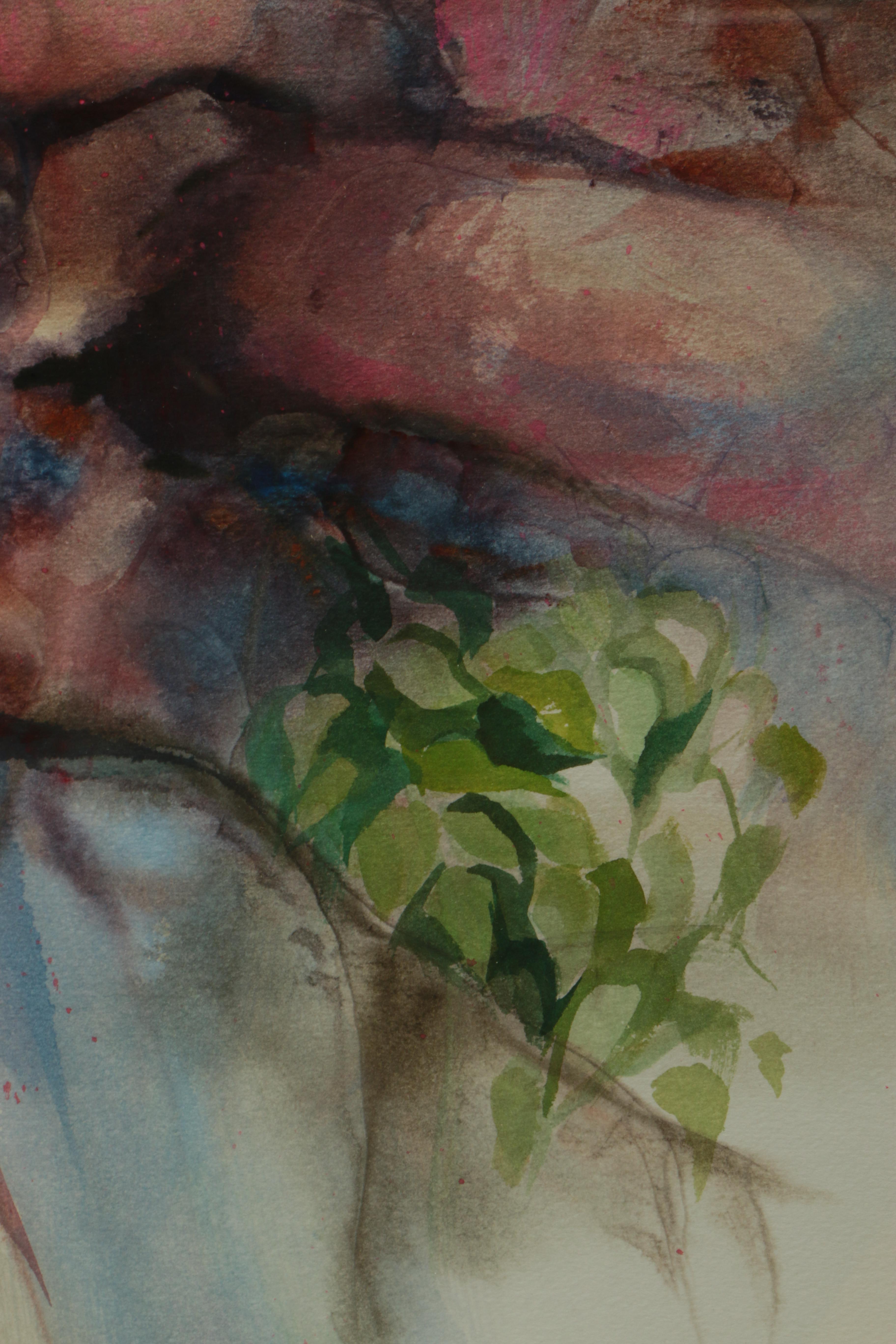 Marilyn Feighner Watercolor Painting of Garden Scene