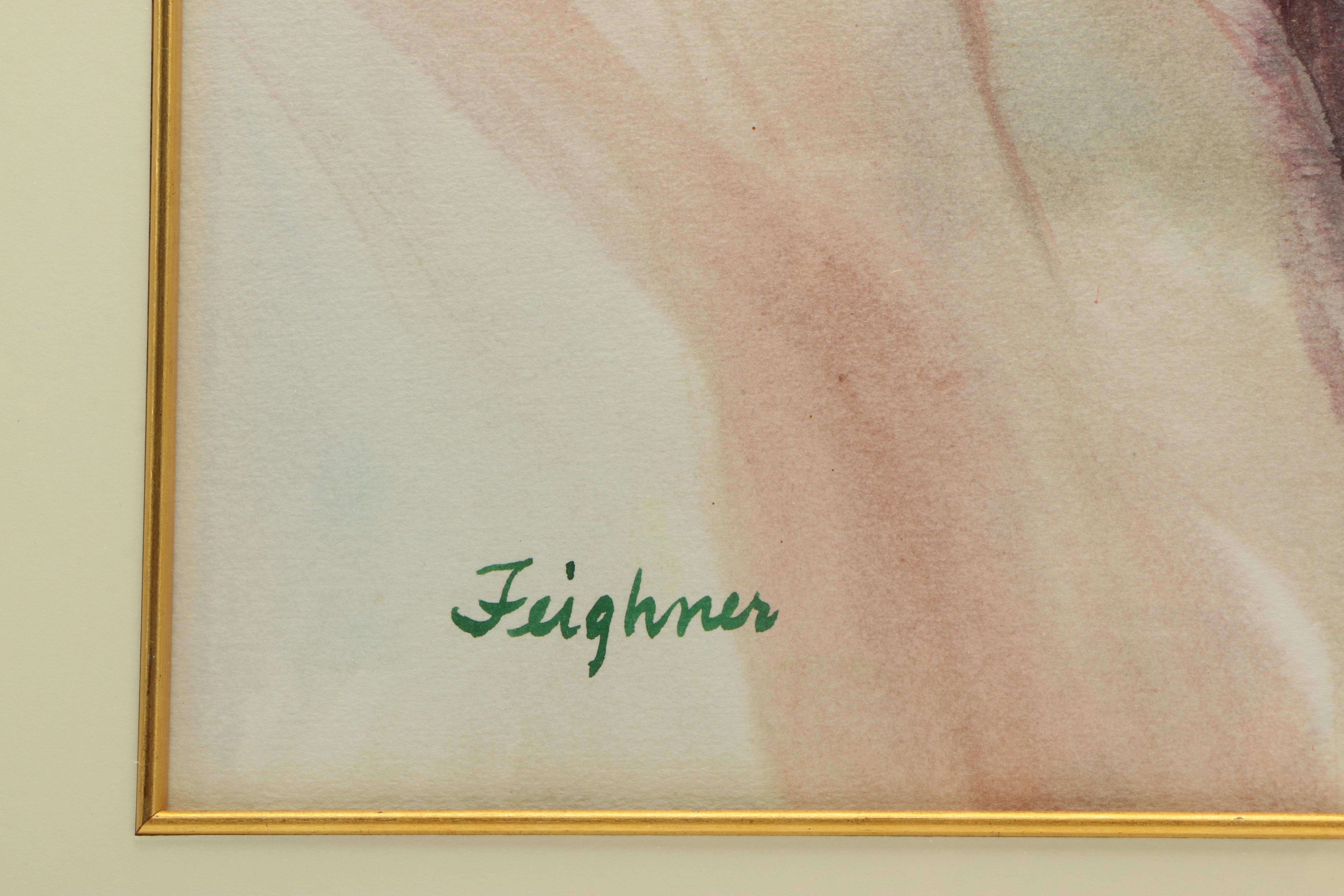 Marilyn Feighner Watercolor Painting of Garden Scene