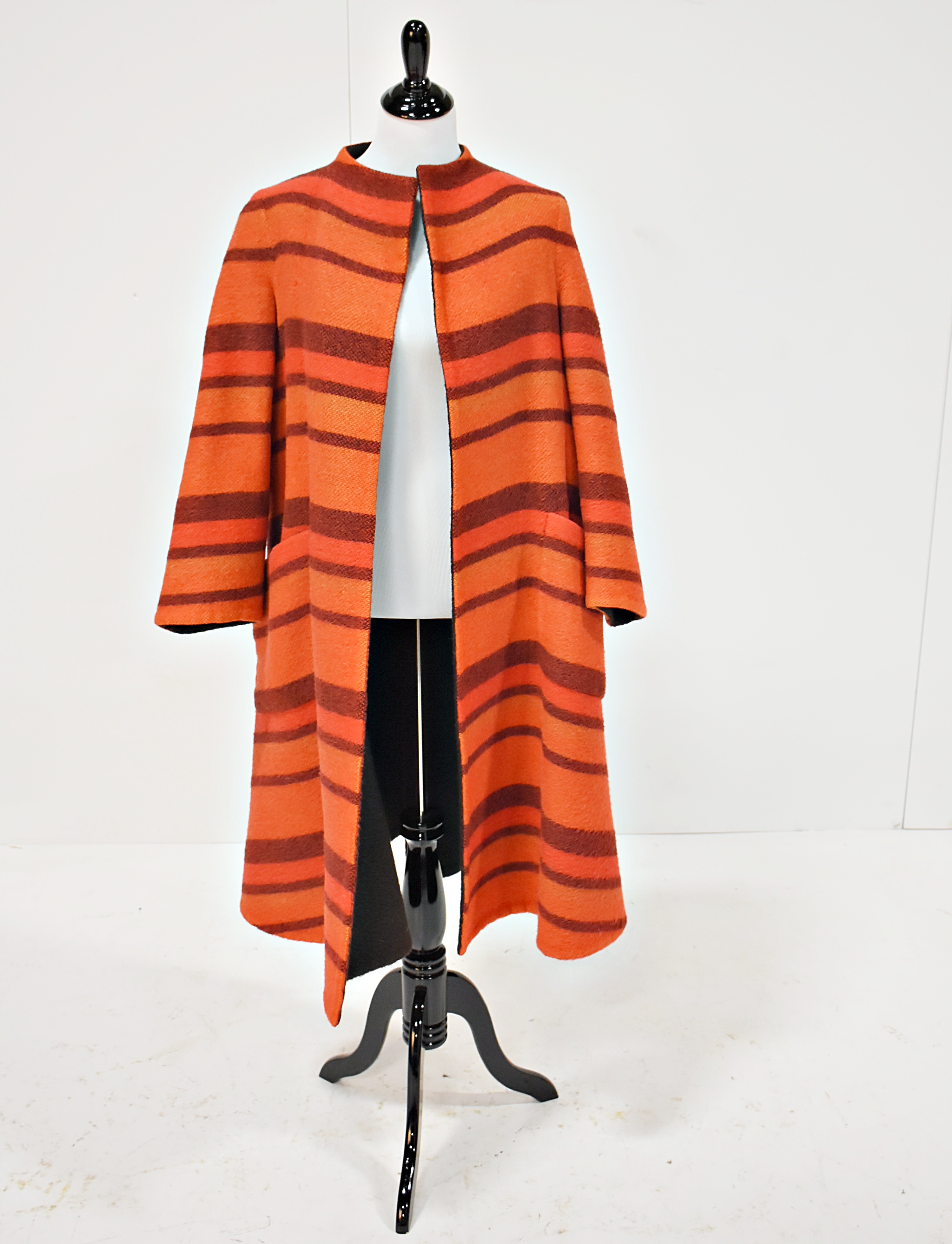 Vintage 1960's Pauline Trigere Mohair Bengal Swing Coat From Gidding Jenny