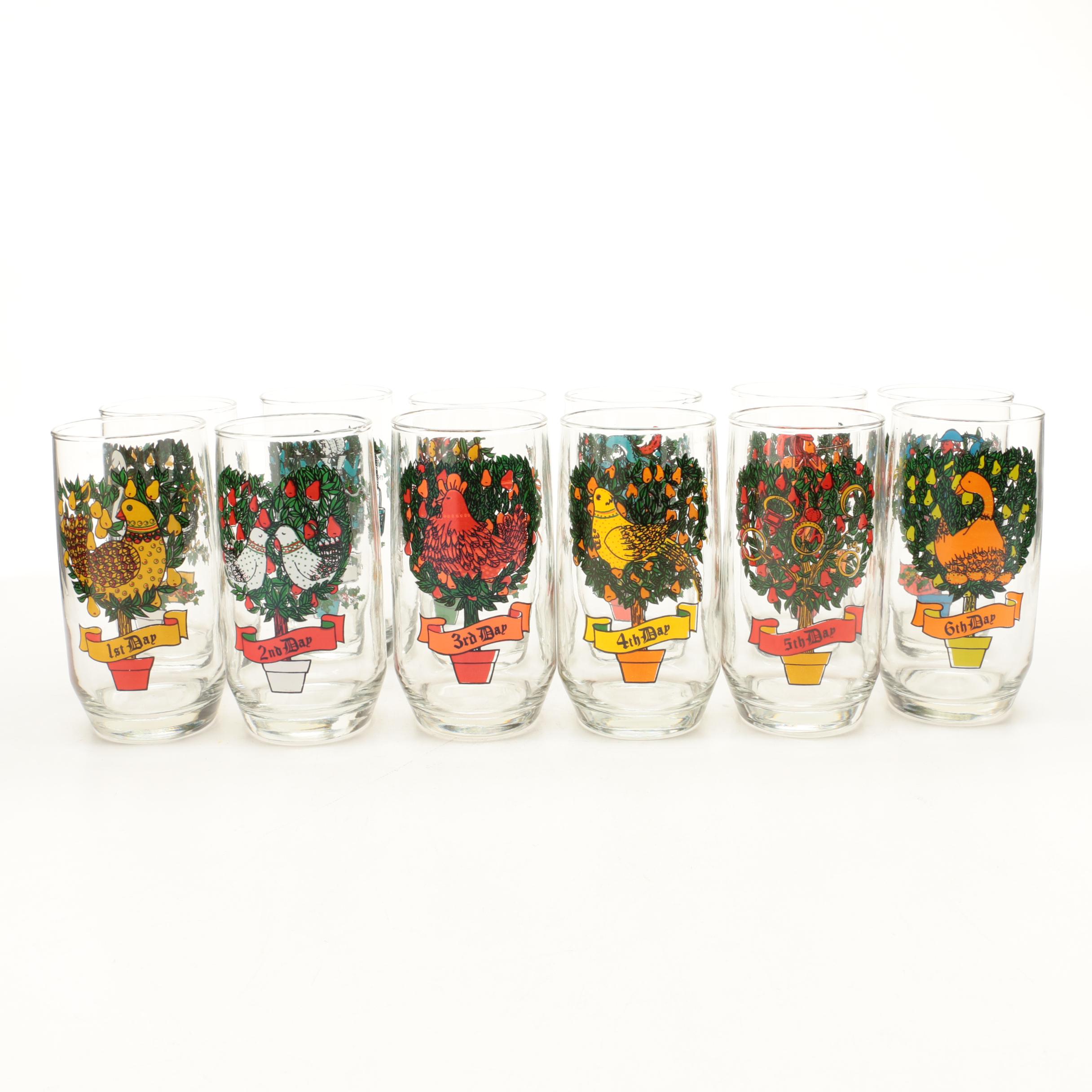 Twelve Days of Christmas Drinking Glasses