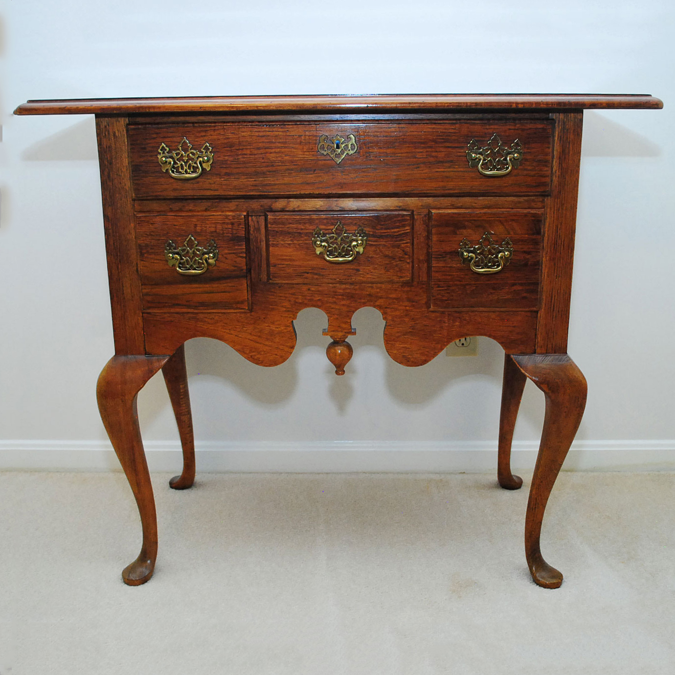 Vintage Queen Anne Style Oak Entry Table by Thomasville
