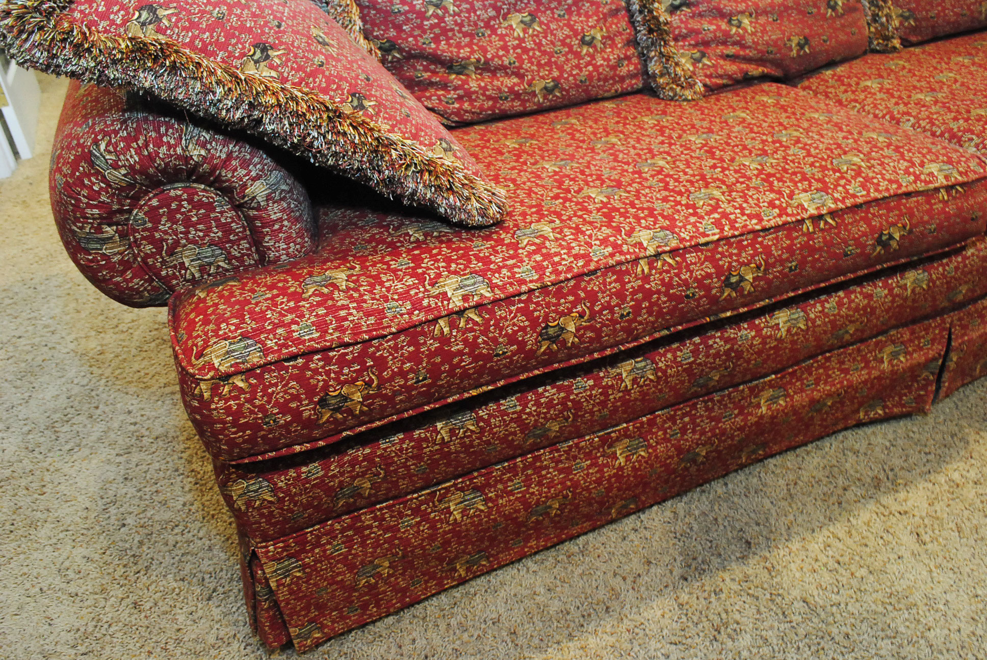 Red Elephant Print Sofa