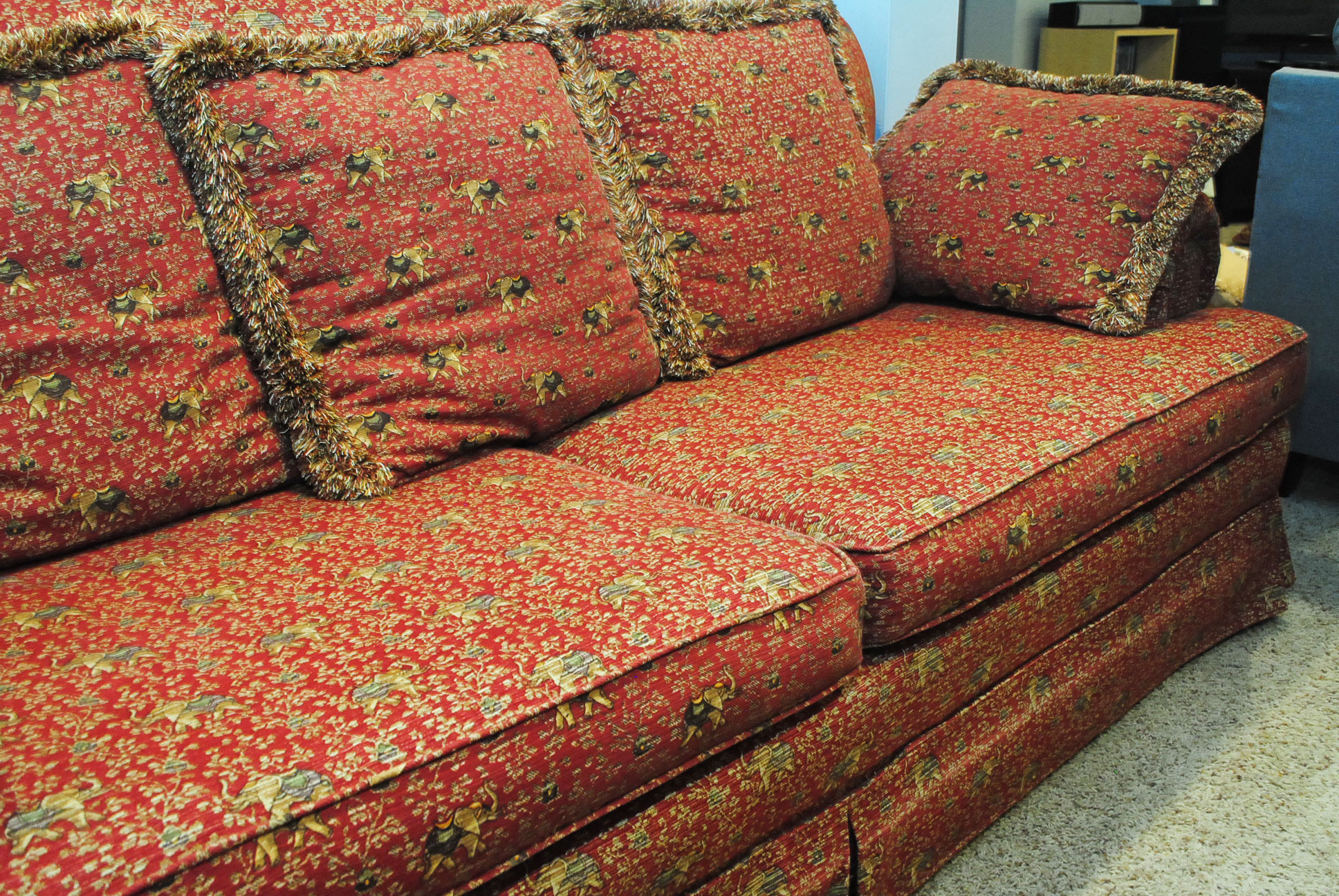 Red Elephant Print Sofa