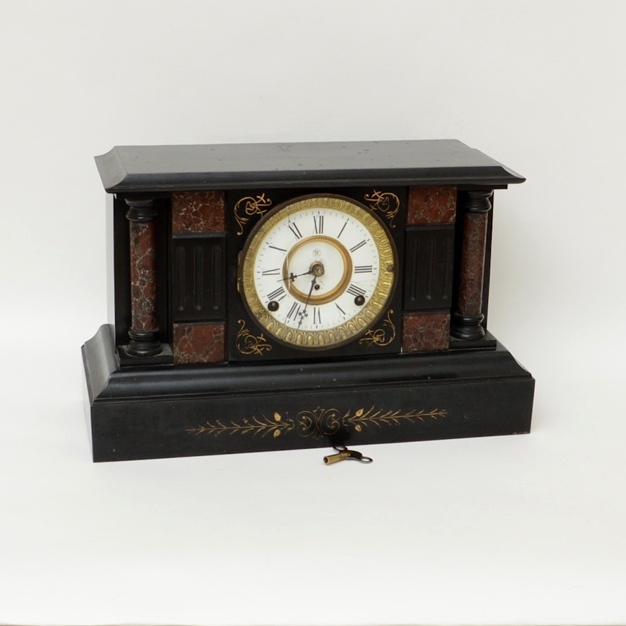 Antique Cast Iron Mantel Clock