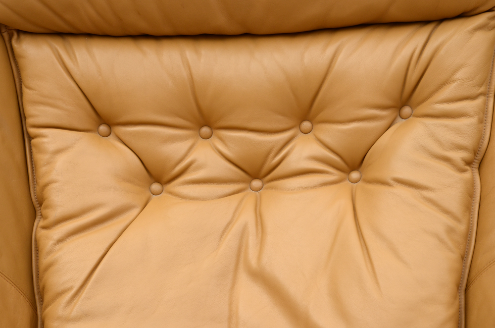 Danish Modern Leather "Falcon" Chair and Ottoman by Vatne Mobler