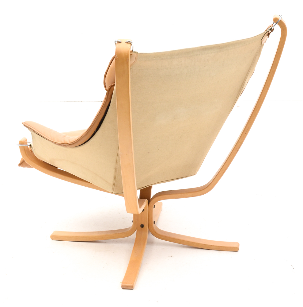 Danish Modern Leather "Falcon" Chair and Ottoman by Vatne Mobler