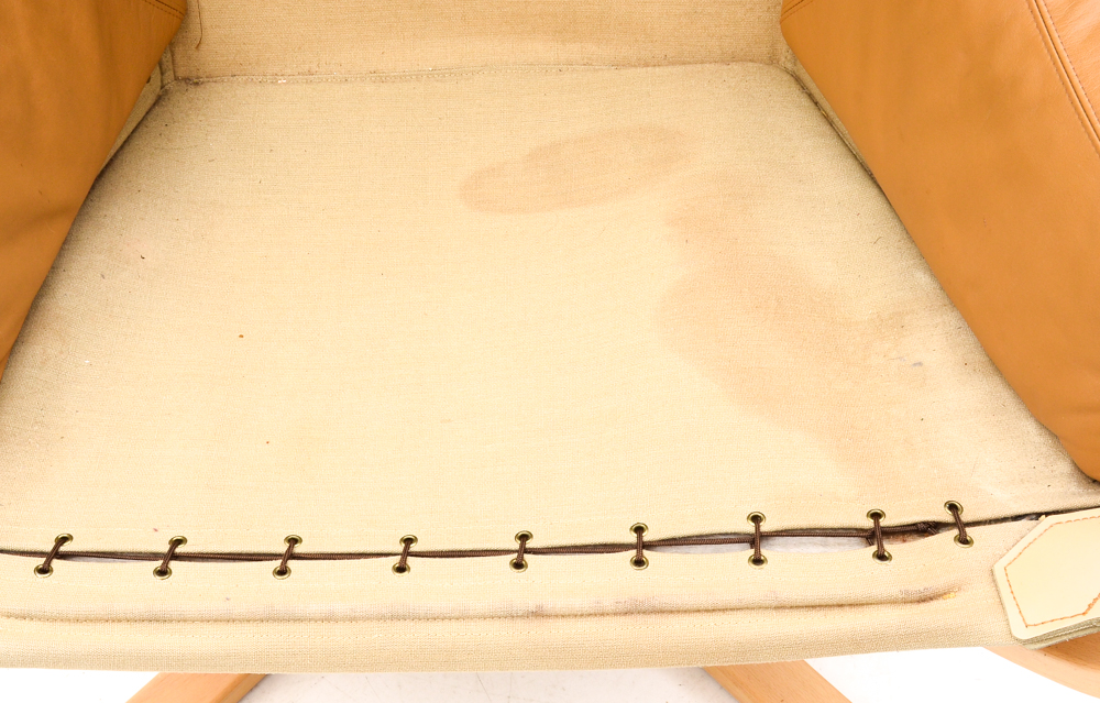 Danish Modern Leather "Falcon" Chair and Ottoman by Vatne Mobler