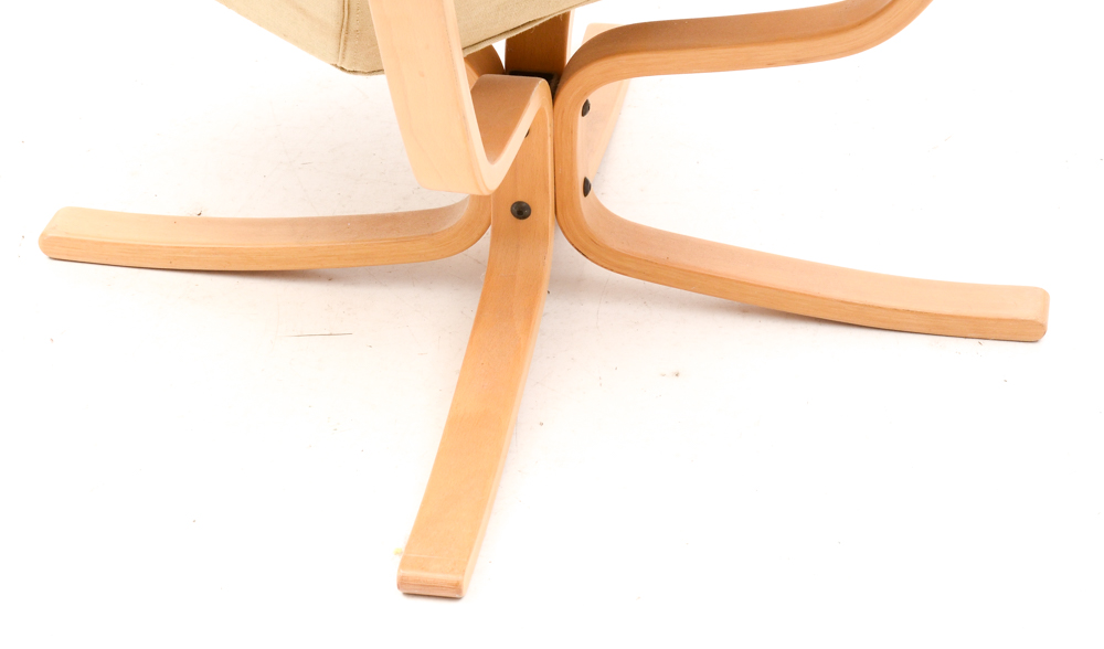 Danish Modern Leather "Falcon" Chair and Ottoman by Vatne Mobler