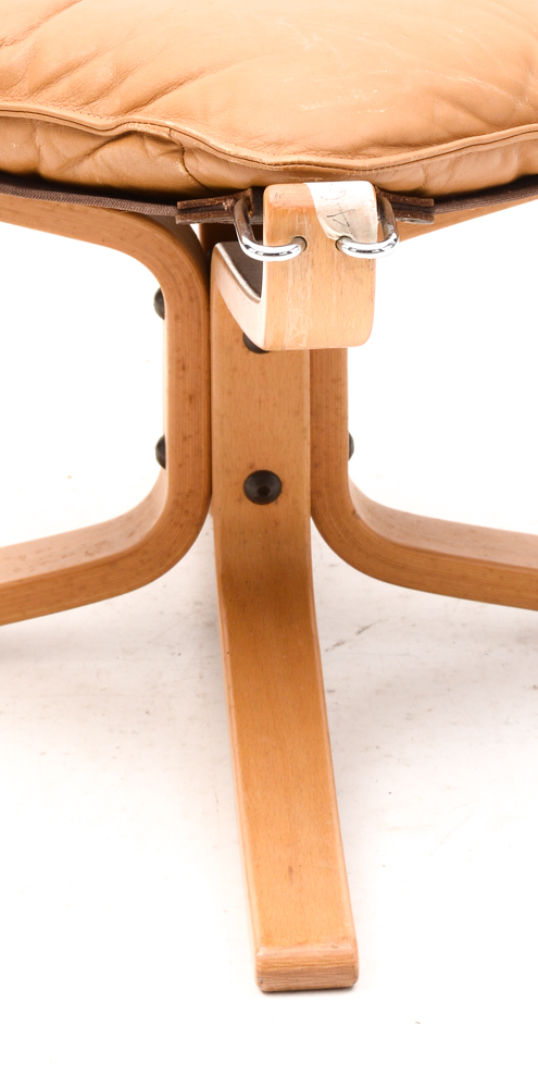 Danish Modern Leather "Falcon" Chair and Ottoman by Vatne Mobler