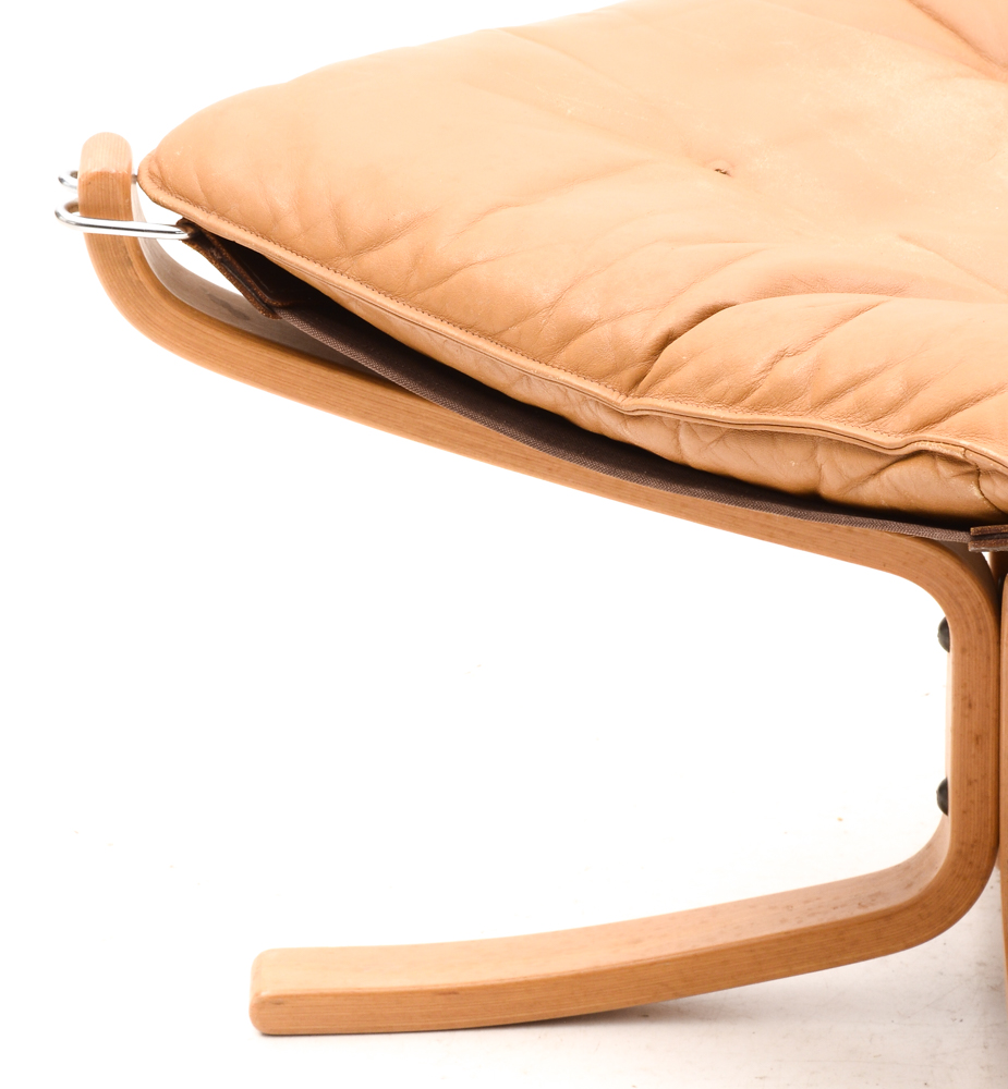 Danish Modern Leather "Falcon" Chair and Ottoman by Vatne Mobler