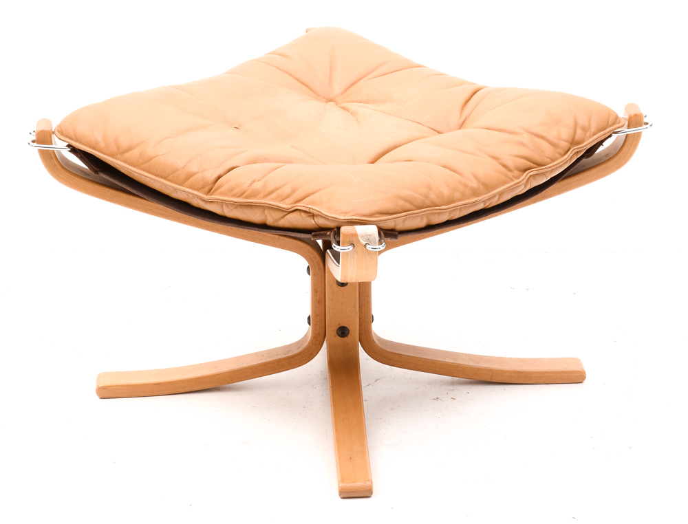 Danish Modern Leather "Falcon" Chair and Ottoman by Vatne Mobler