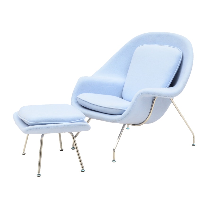 Mid Century Modern Style Molded Armchair in Baby Blue by Kardiel