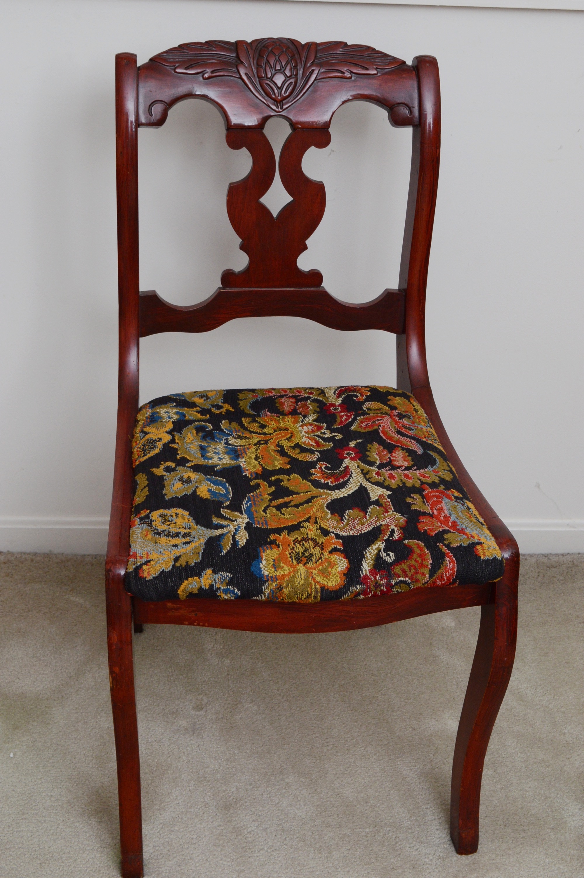 Vintage Cherry Side Chair, Folding Luggage Rack and Framed Print