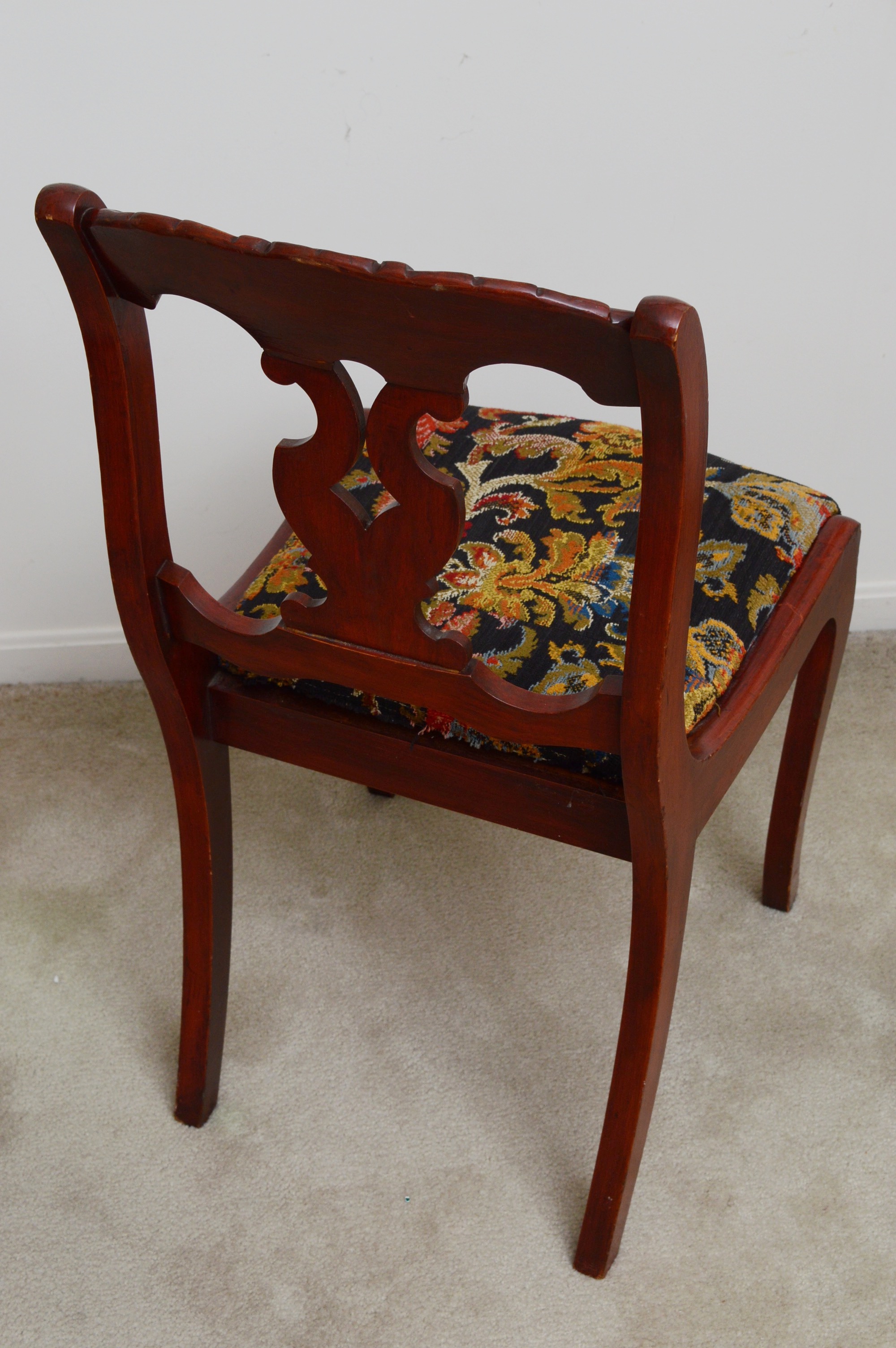Vintage Cherry Side Chair, Folding Luggage Rack and Framed Print