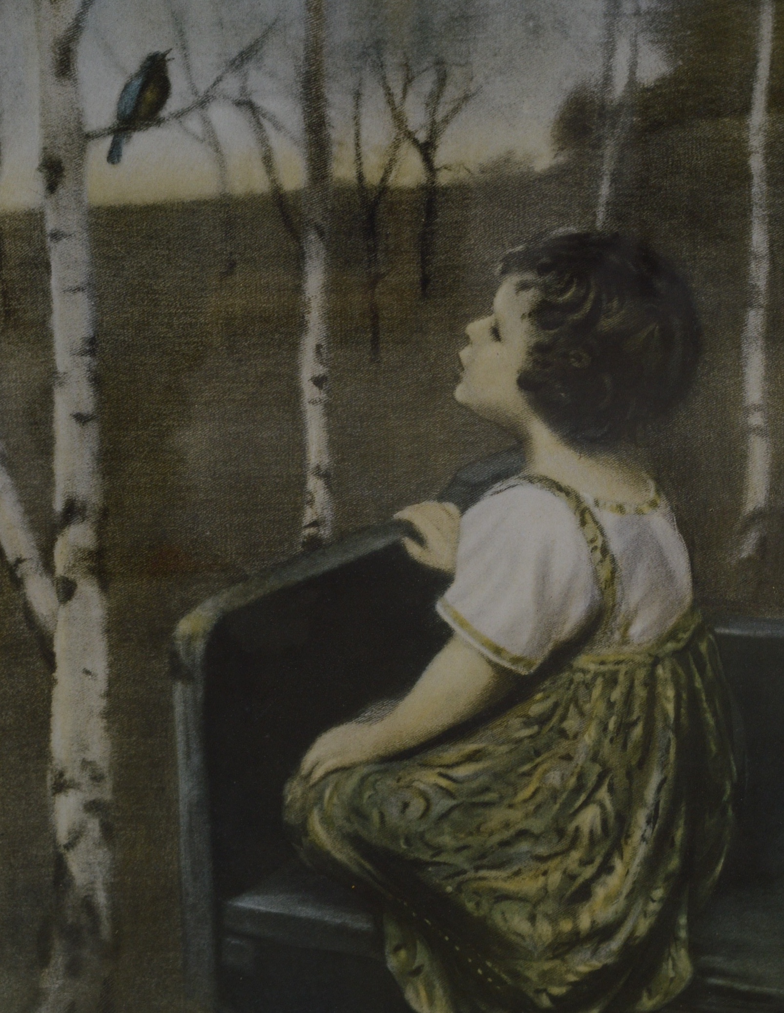 Vintage Cherry Side Chair, Folding Luggage Rack and Framed Print