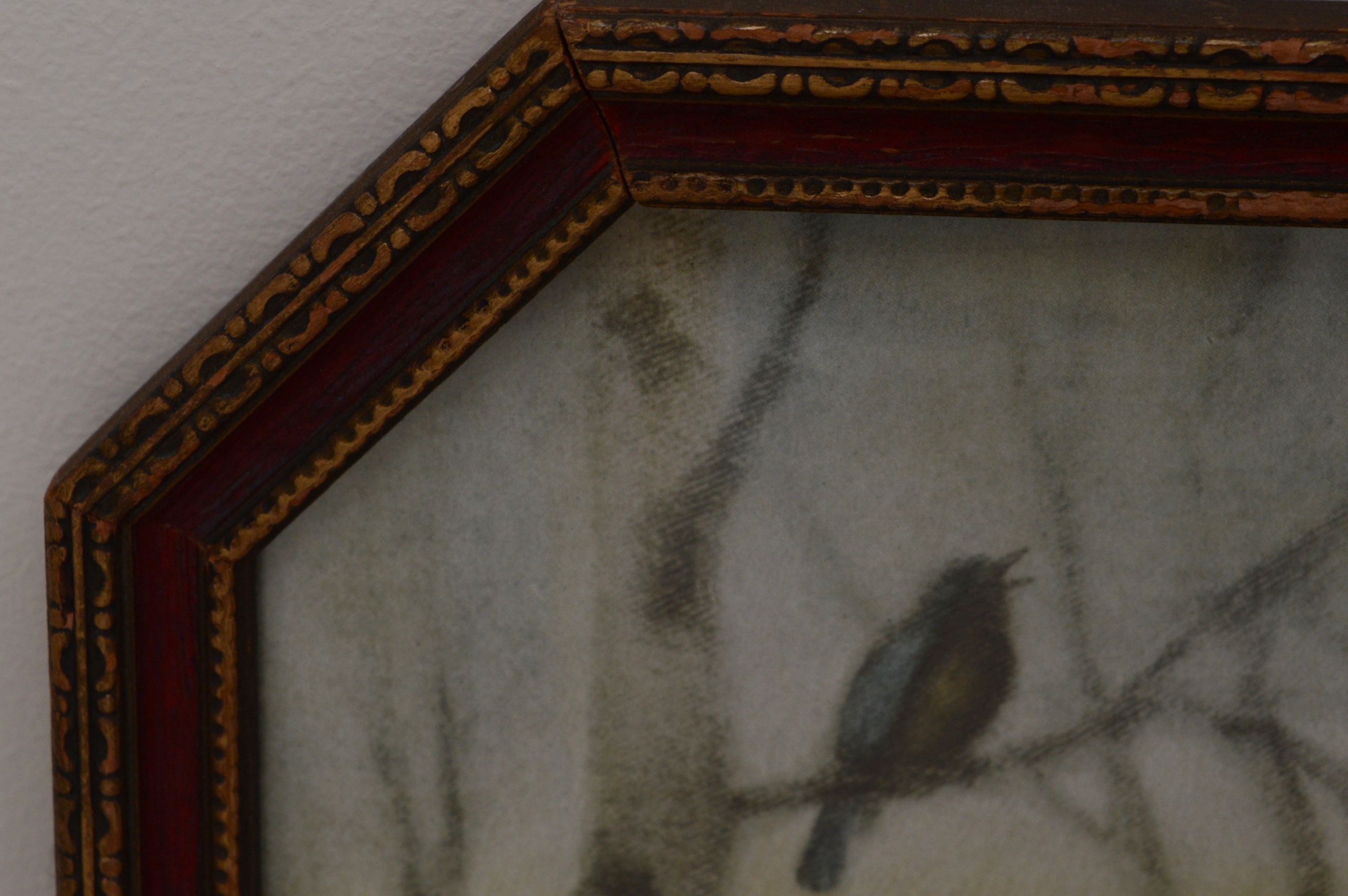 Vintage Cherry Side Chair, Folding Luggage Rack and Framed Print