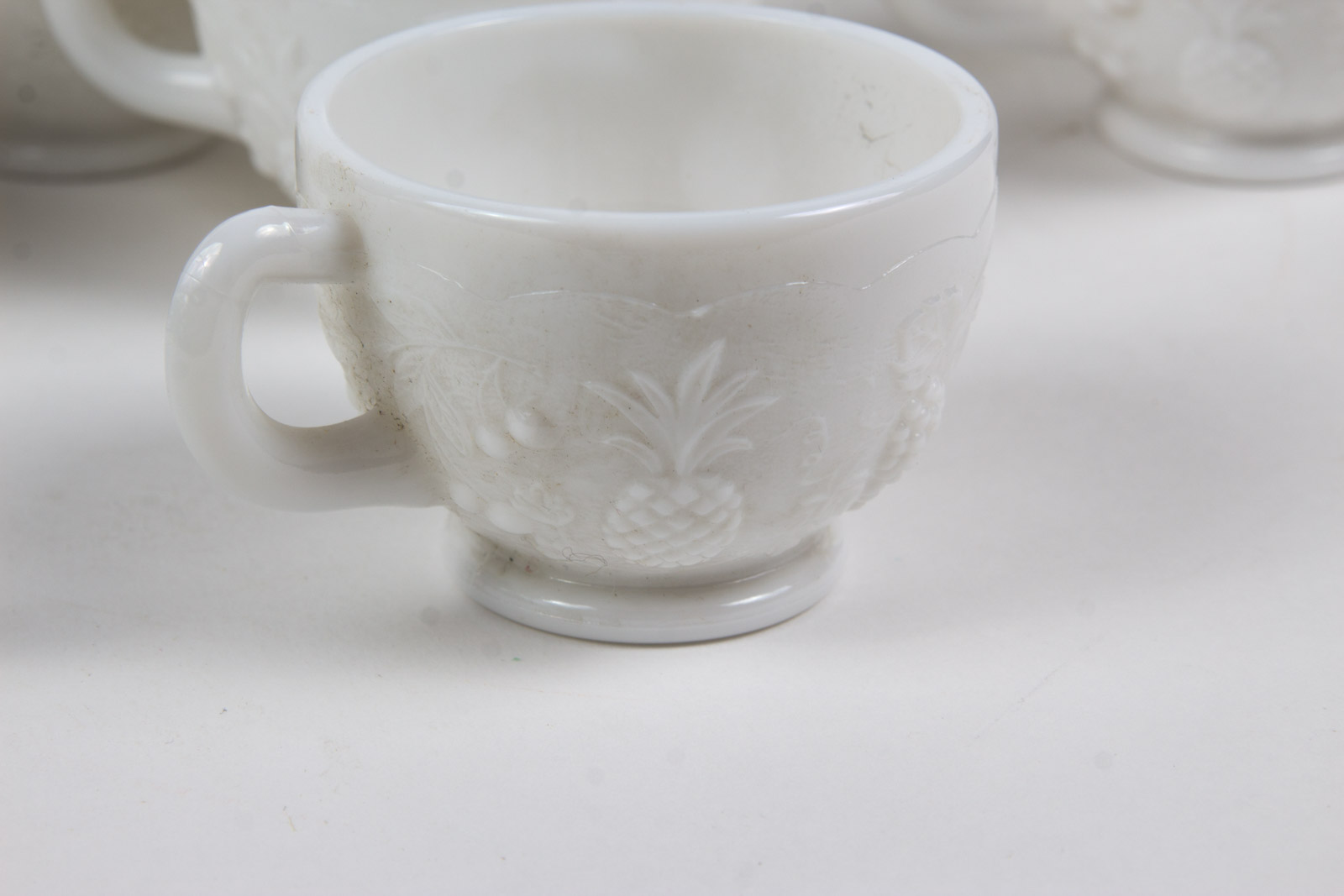 Vintage Westmoreland "Three Fruits" Milk Glass Punch Bowl Set