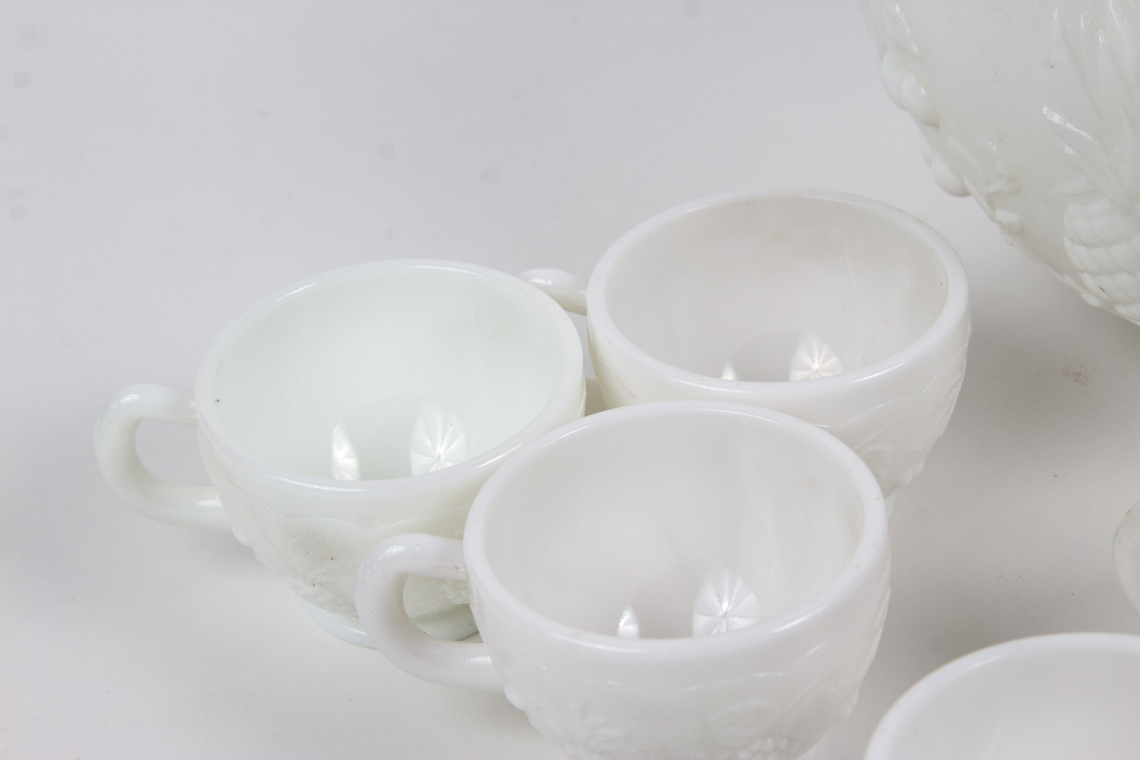 Vintage Westmoreland "Three Fruits" Milk Glass Punch Bowl Set