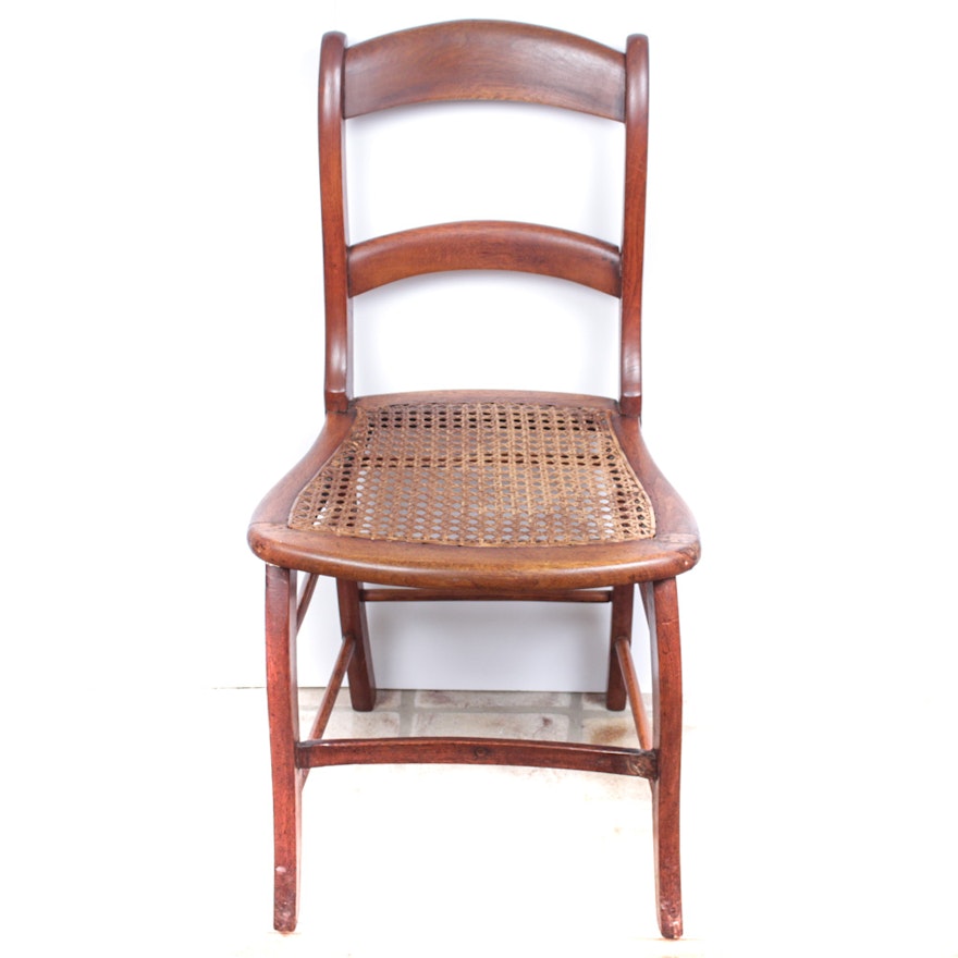 Antique Caned Wooden Side Chair