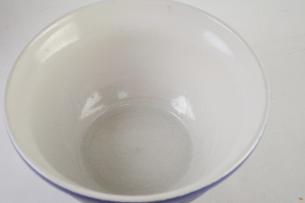 W.S. George Ironstone Pitcher and Blue Stoneware Bowl