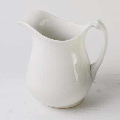 W.S. George Ironstone Pitcher and Blue Stoneware Bowl