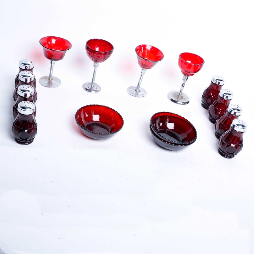 Collection of Red Depression Glass