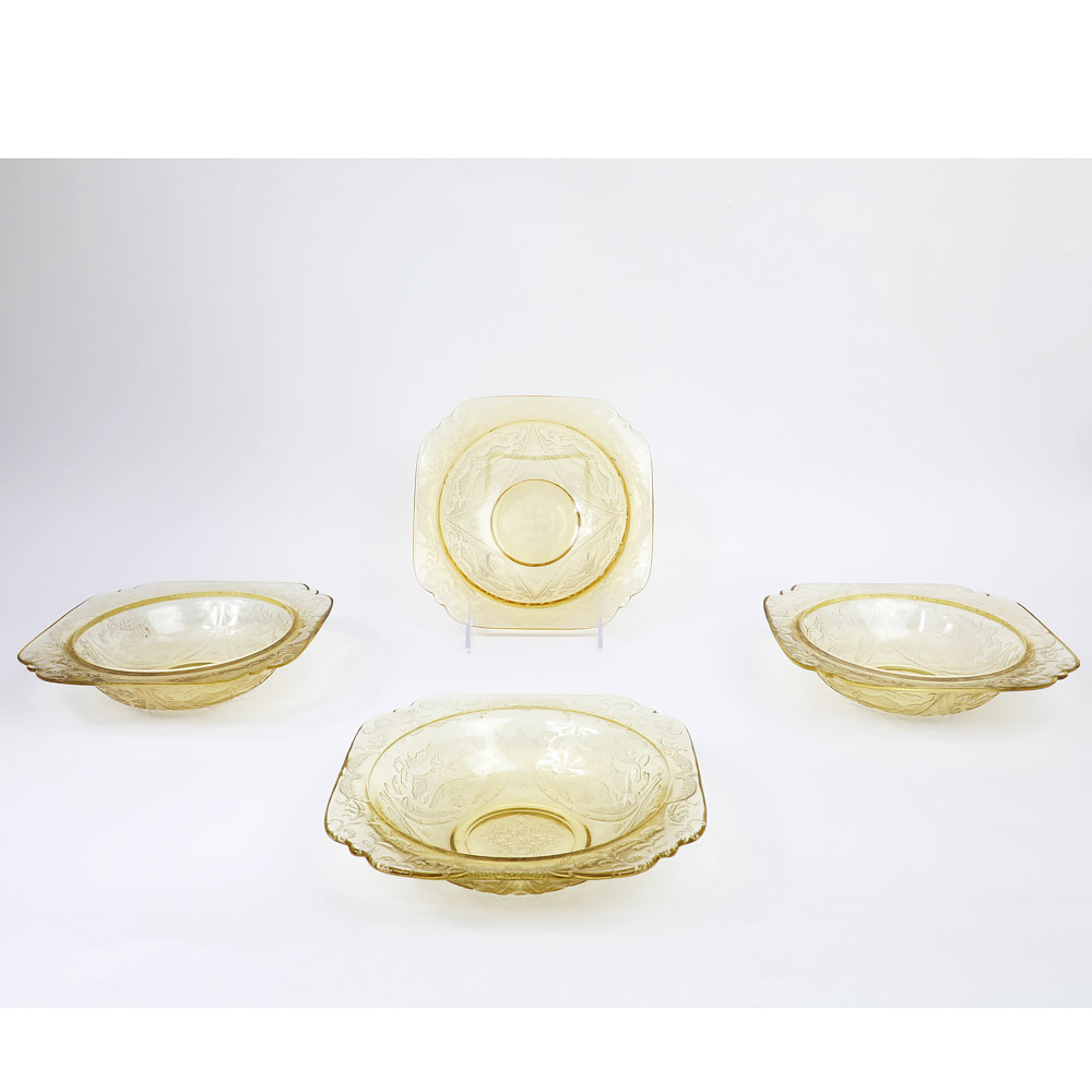Collection of Amber Federal Glass "Madrid" Dinnerware