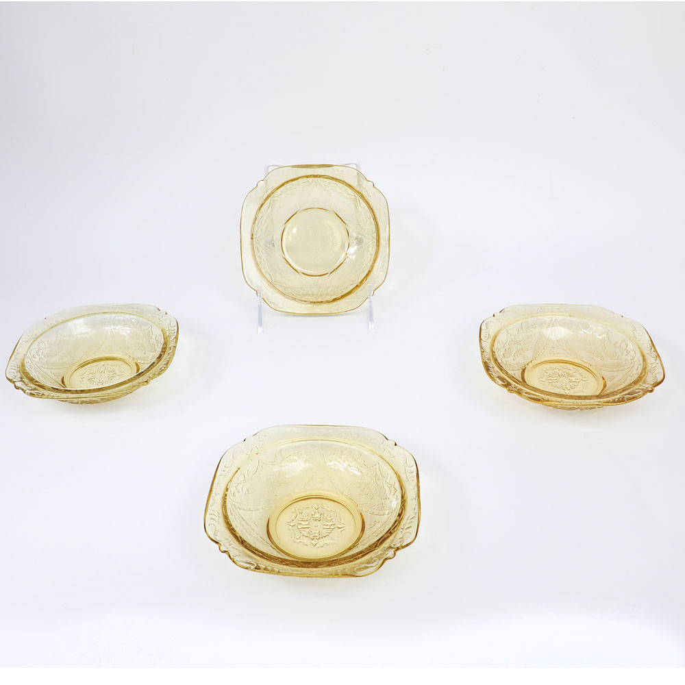 Collection of Amber Federal Glass "Madrid" Dinnerware