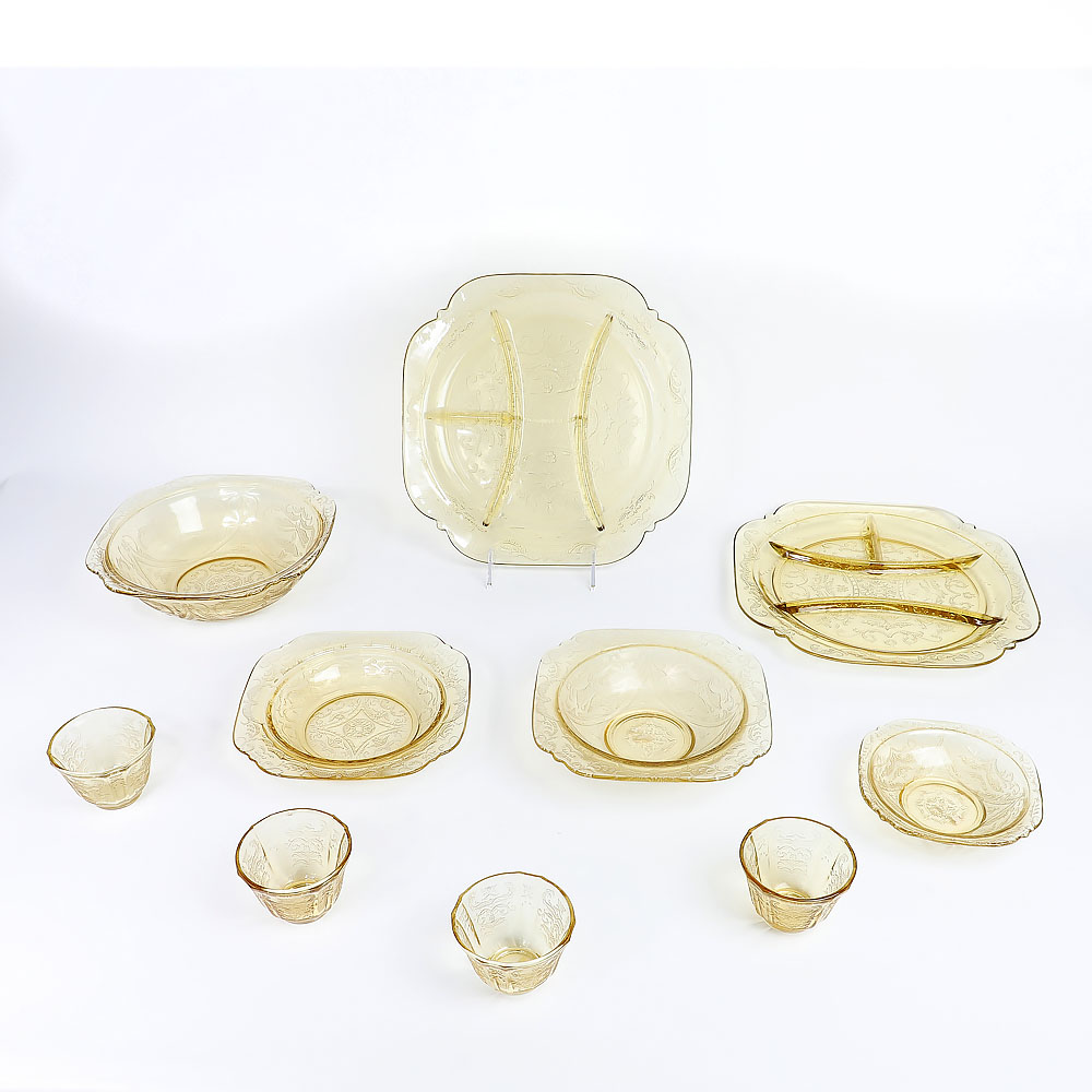 Assortment of Amber Glassware in "Madrid Amber" by Federal Glass