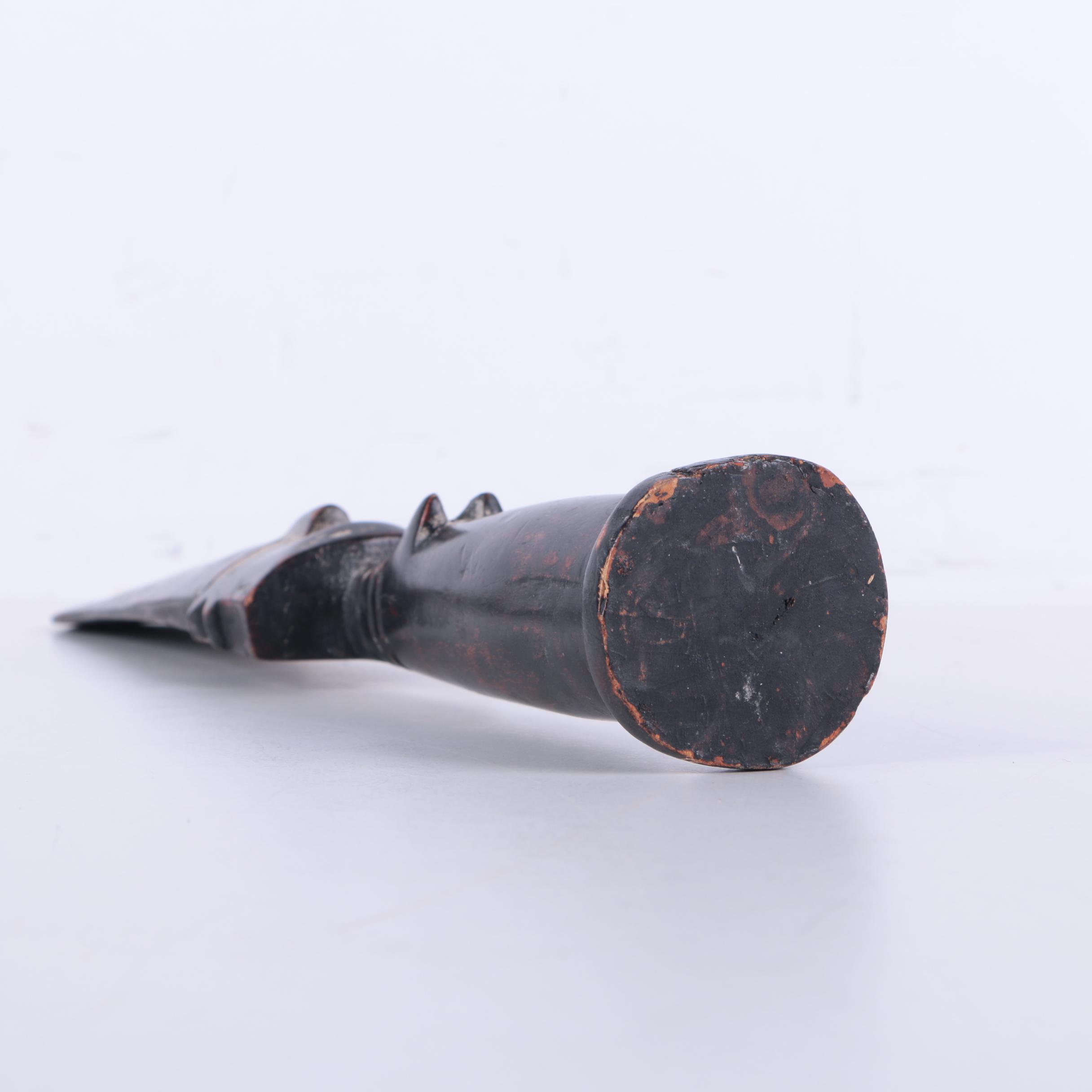 Mother of Pearl Inlaid Tray and Wood Sculptures of Figure and Hippo