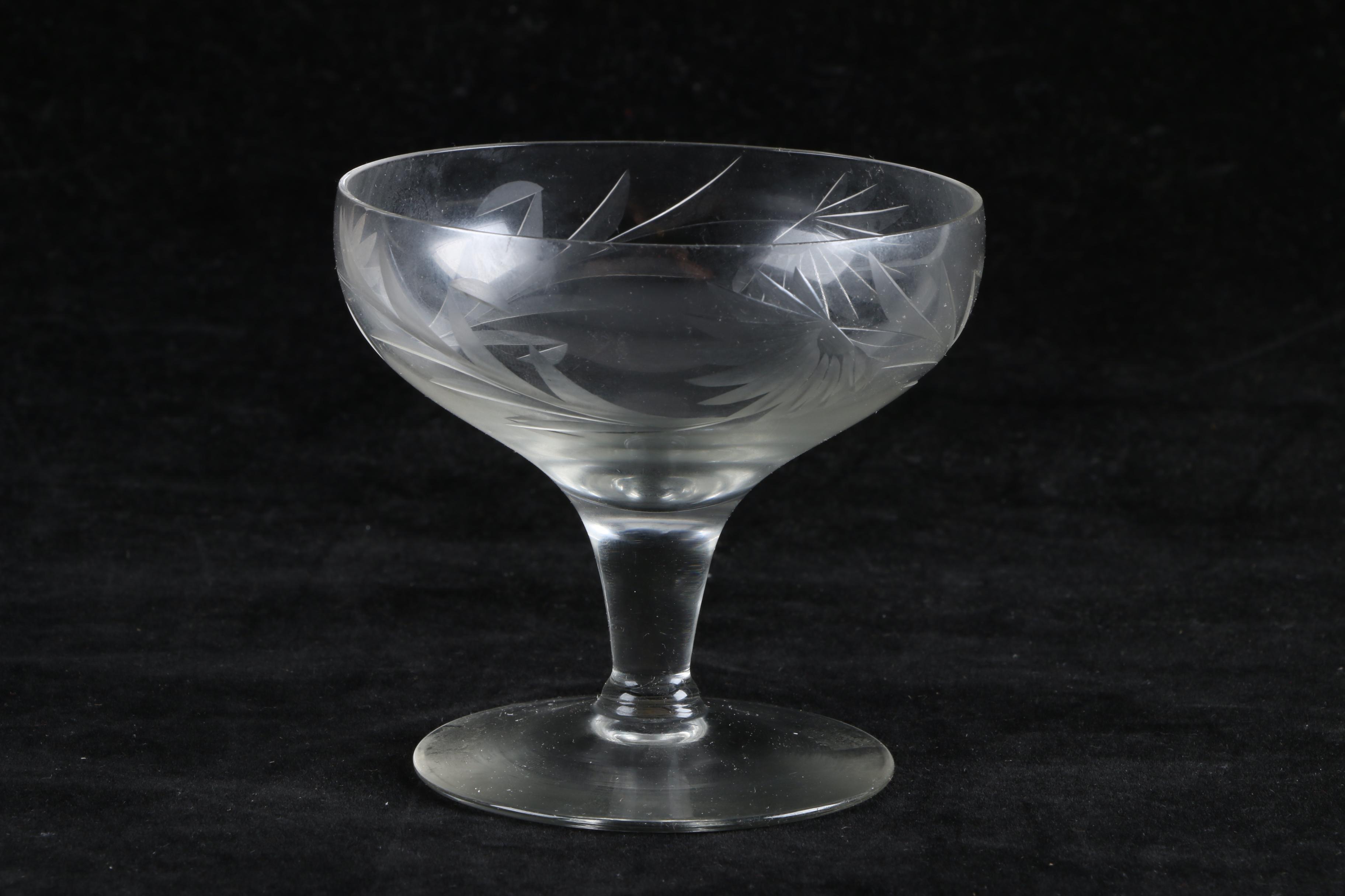 Etched Glass Coup Stemware