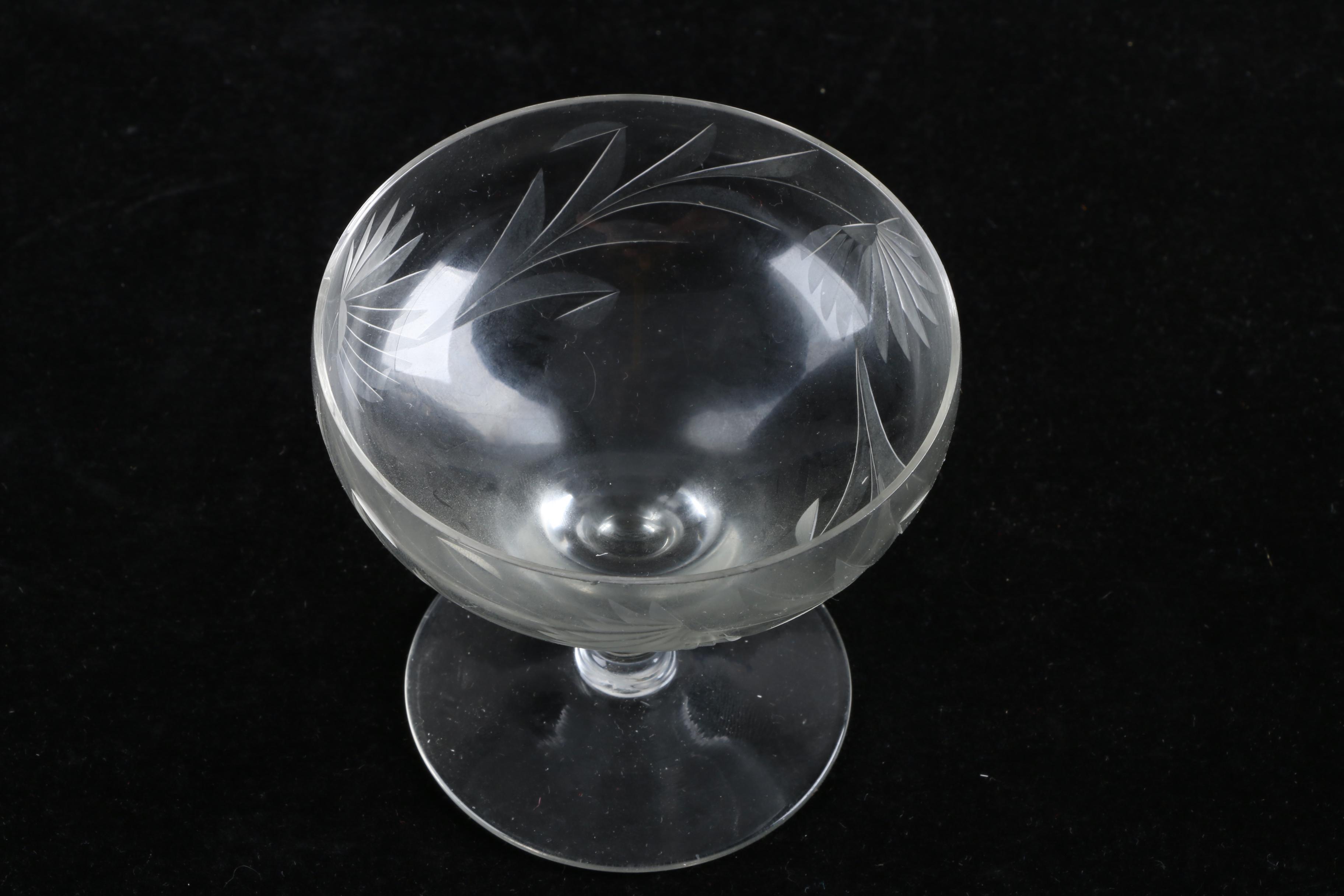 Etched Glass Coup Stemware