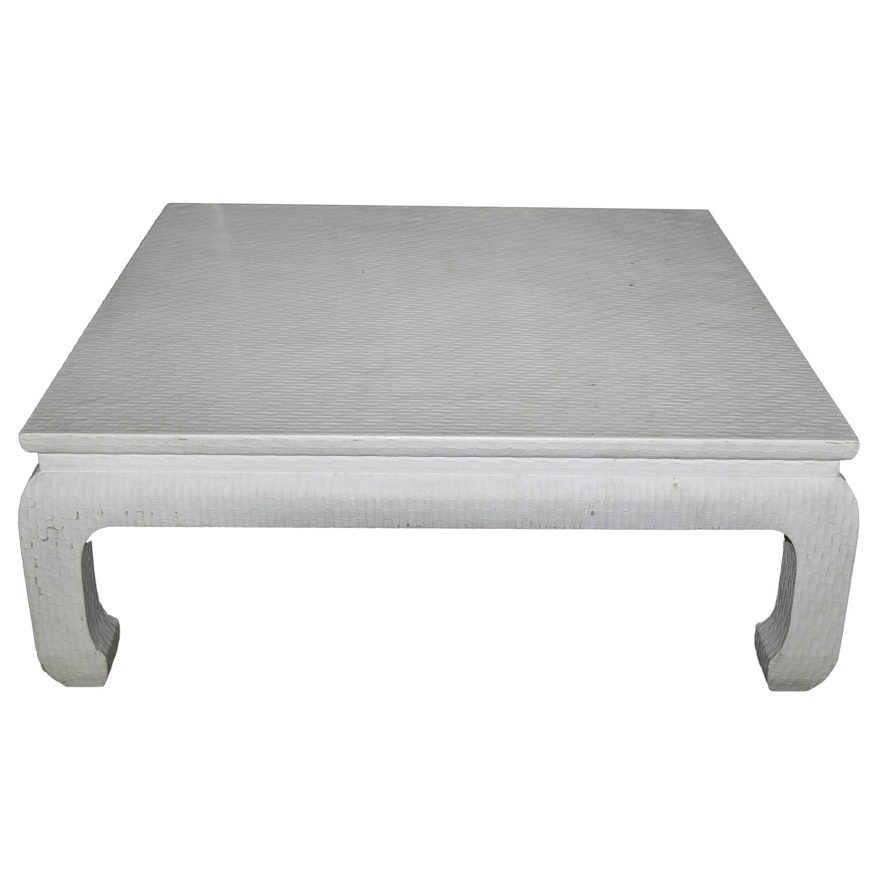Chinoiserie Style Grasscloth Covered Coffee Table by Baker Furniture