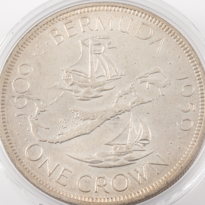 1959 Bermuda One Crown Silver Coin