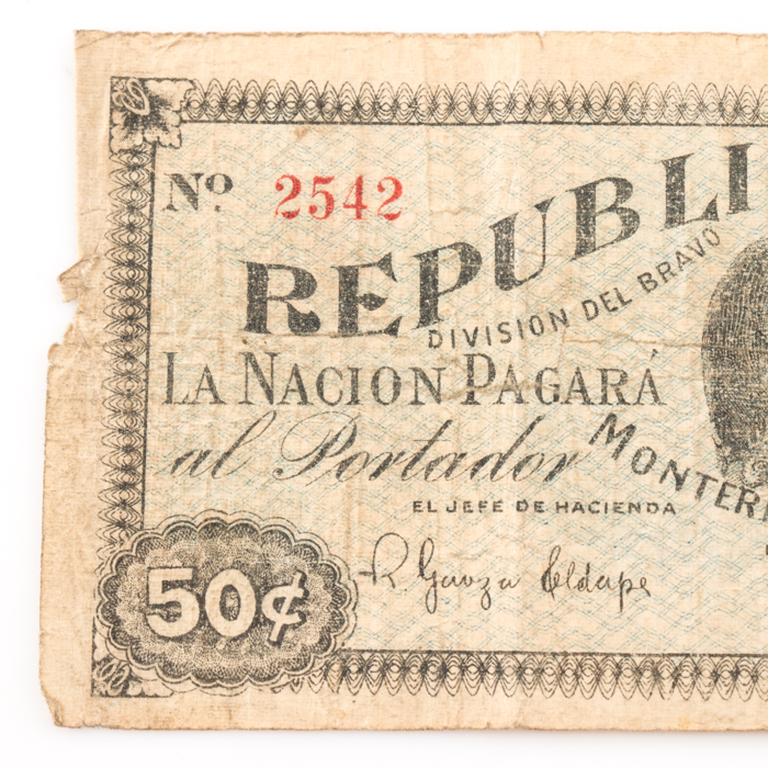 1914 Republica Mexicana 50 Centavos Note From Monterrey
