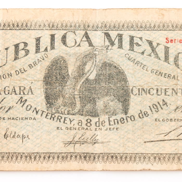 1914 Republica Mexicana 50 Centavos Note From Monterrey
