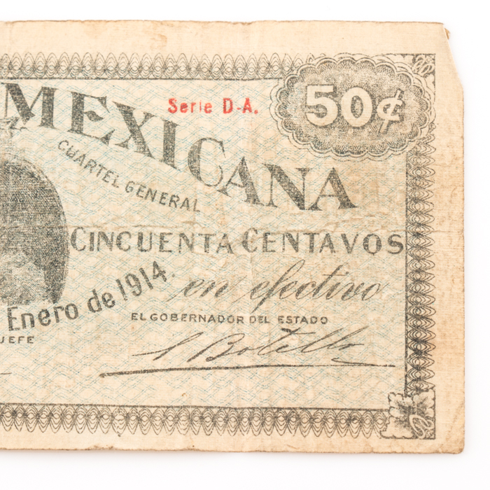 1914 Republica Mexicana 50 Centavos Note From Monterrey