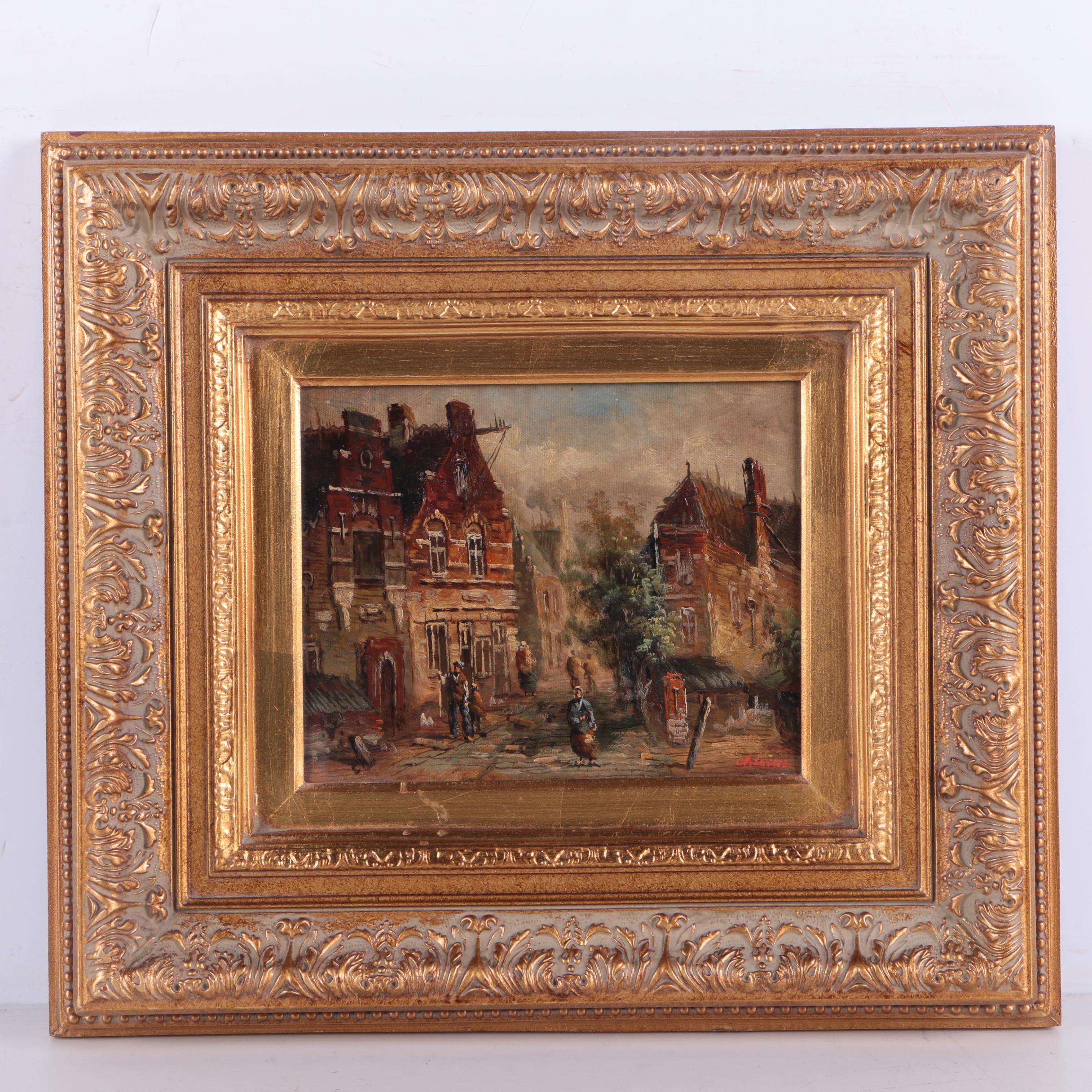 Chlason Oil Painting of a Village Road