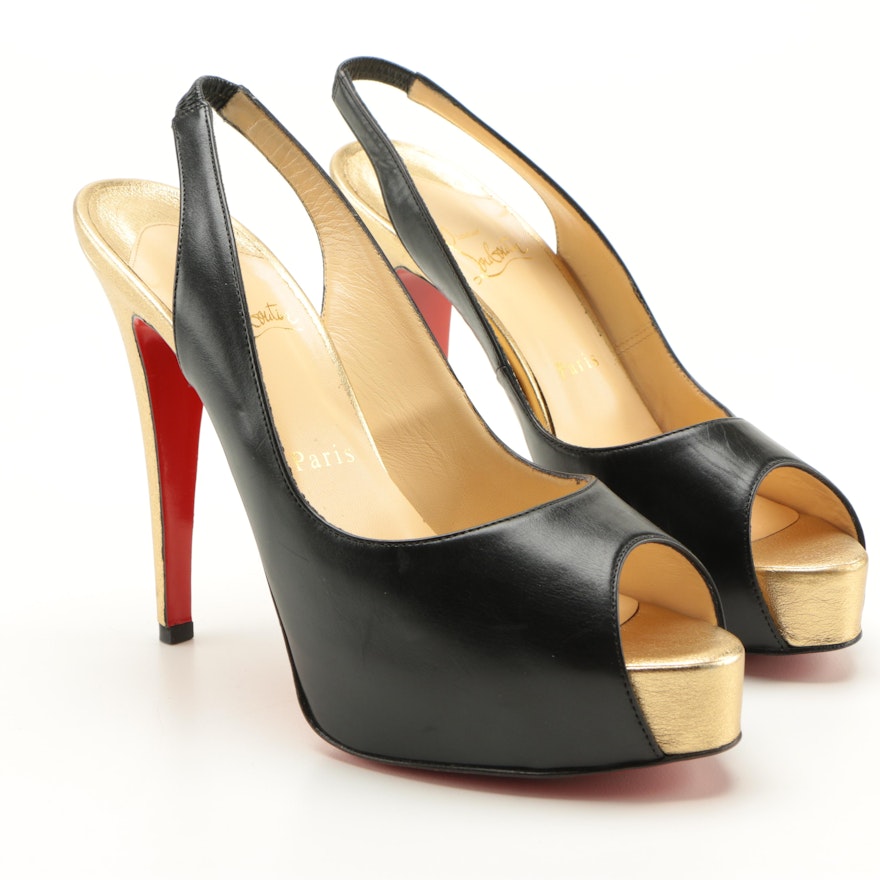 Christian Louboutin So Private 120 Leather Slingback Heels